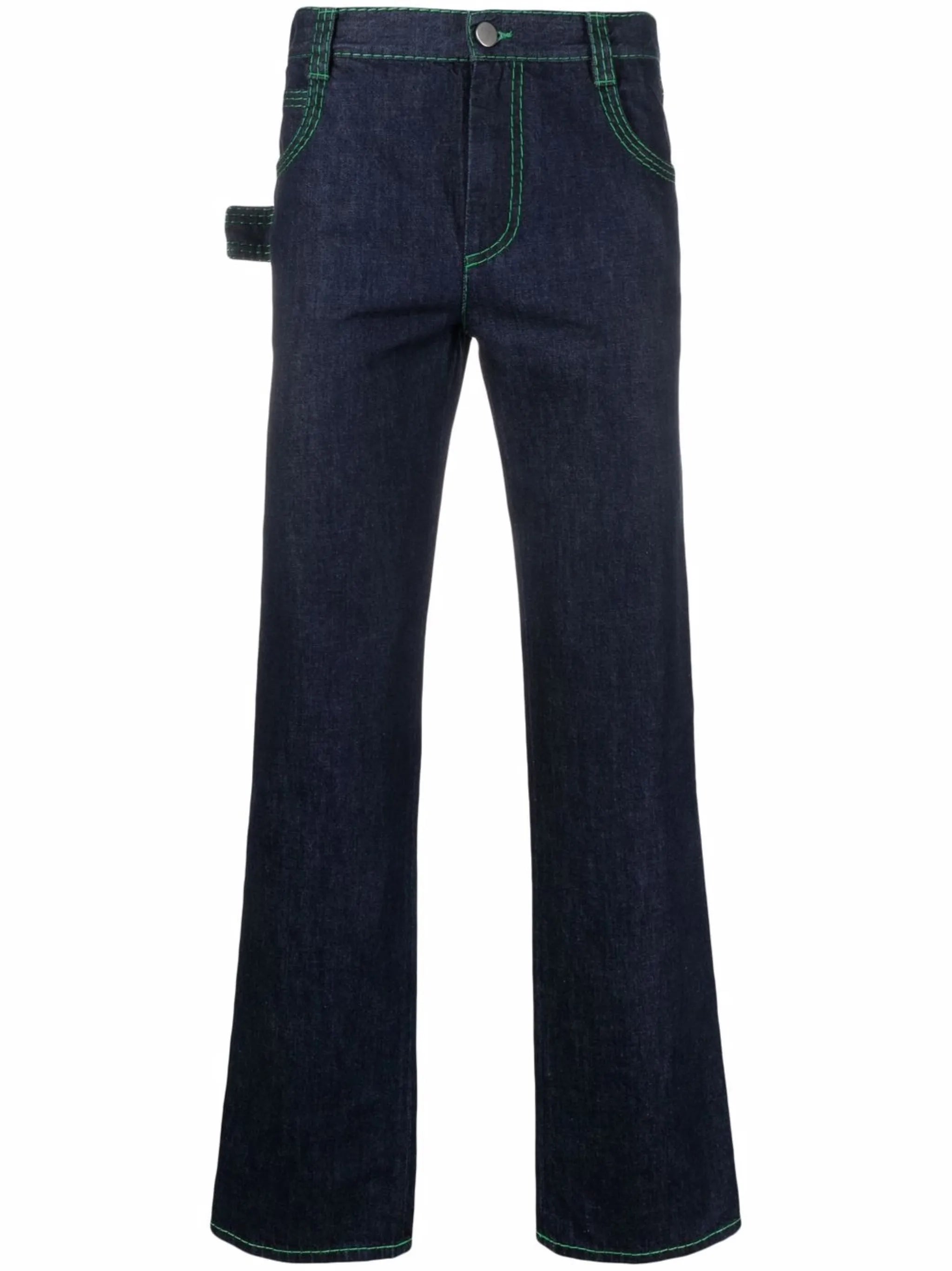 contrast-stitch straight-leg jeans