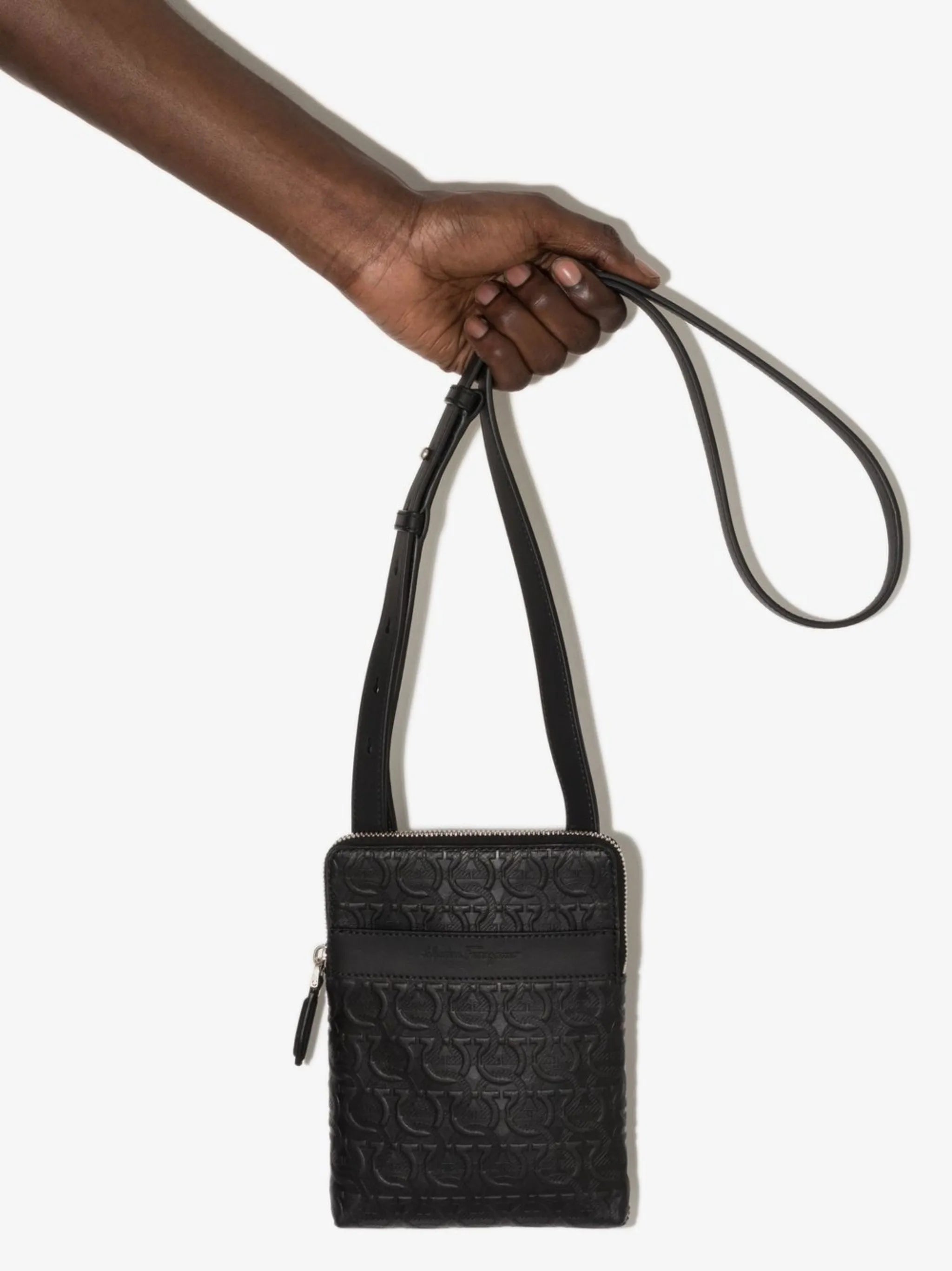 Gancini embossed messenger bag