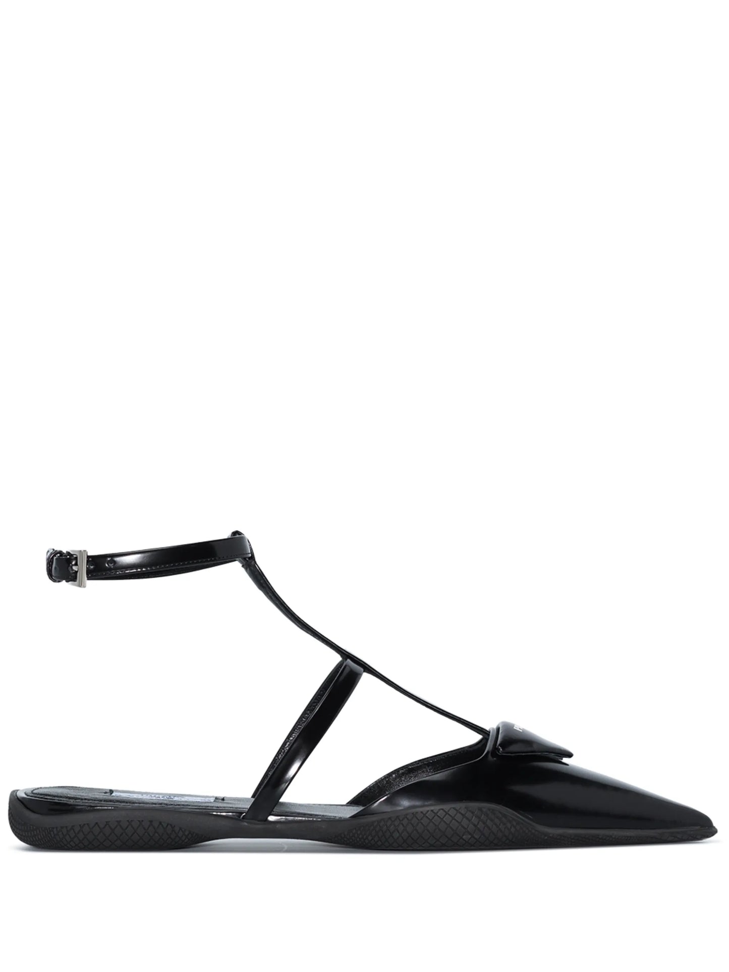 triangle-logo flat leather pumps
