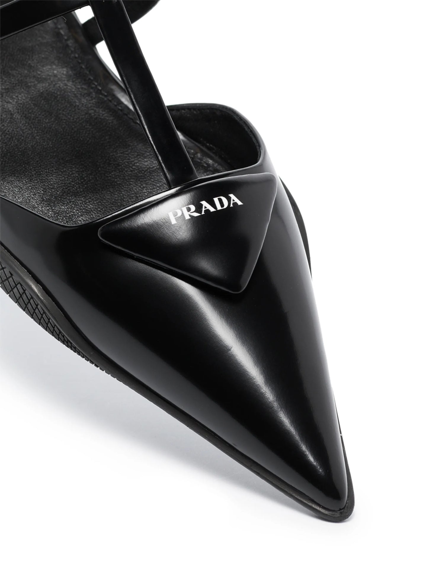 triangle-logo flat leather pumps