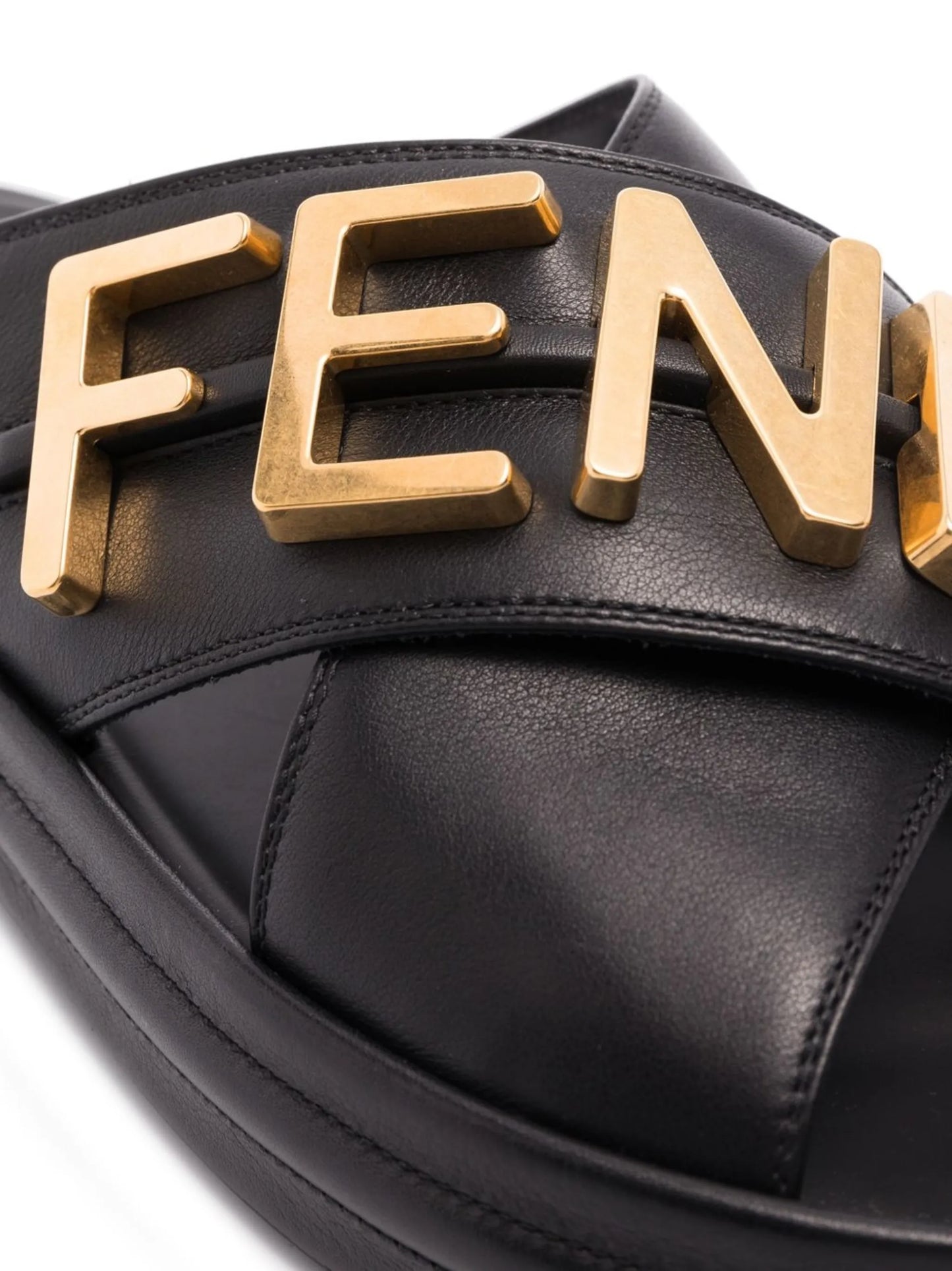 logo-plaque leather slides