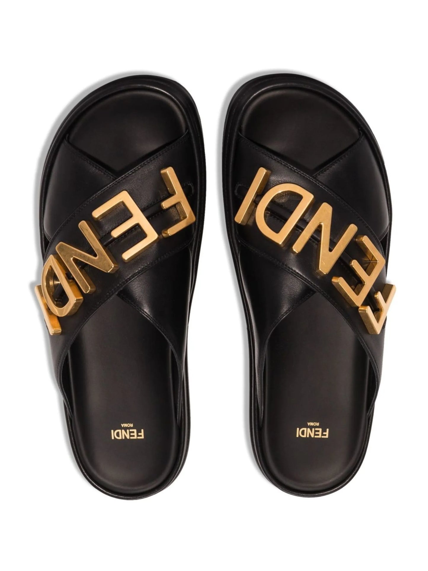 logo-plaque leather slides