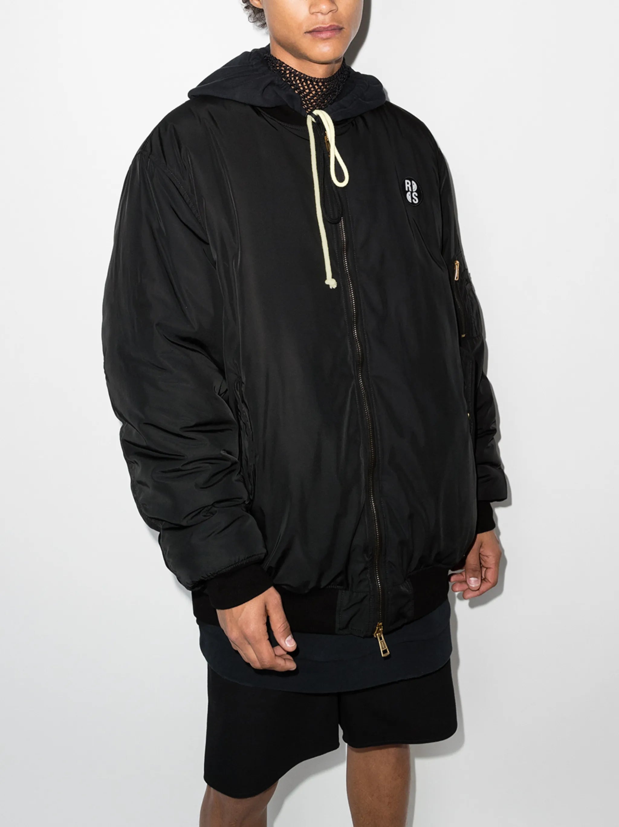 smiley-print bomber jacket