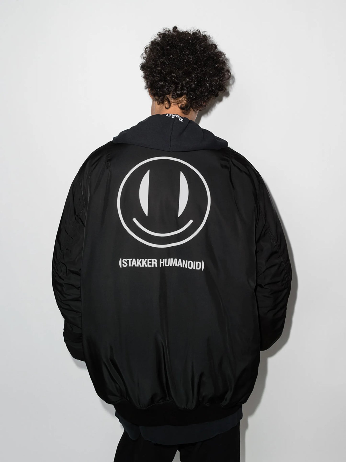smiley-print bomber jacket
