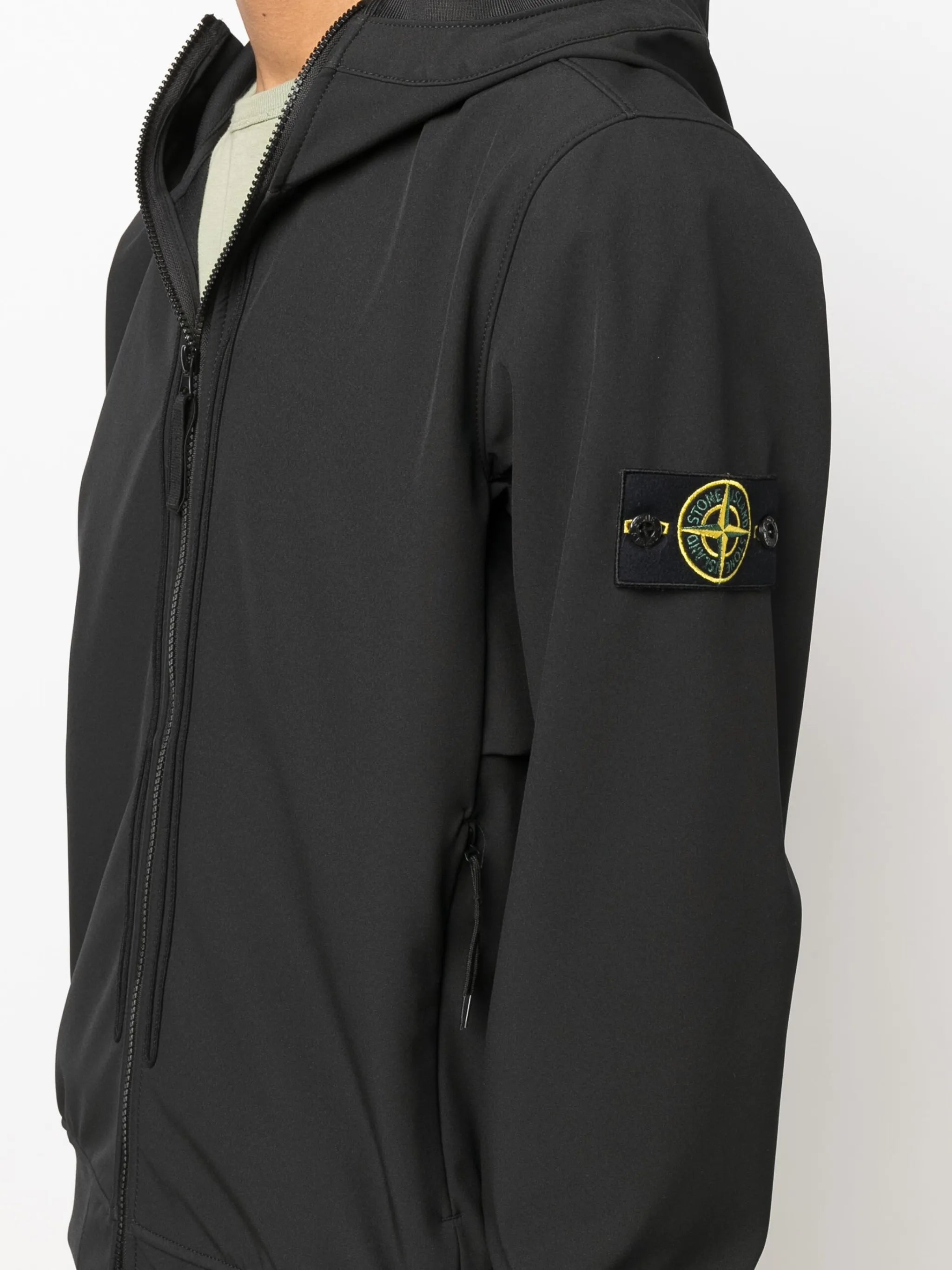 Compass-patch hooded jacket