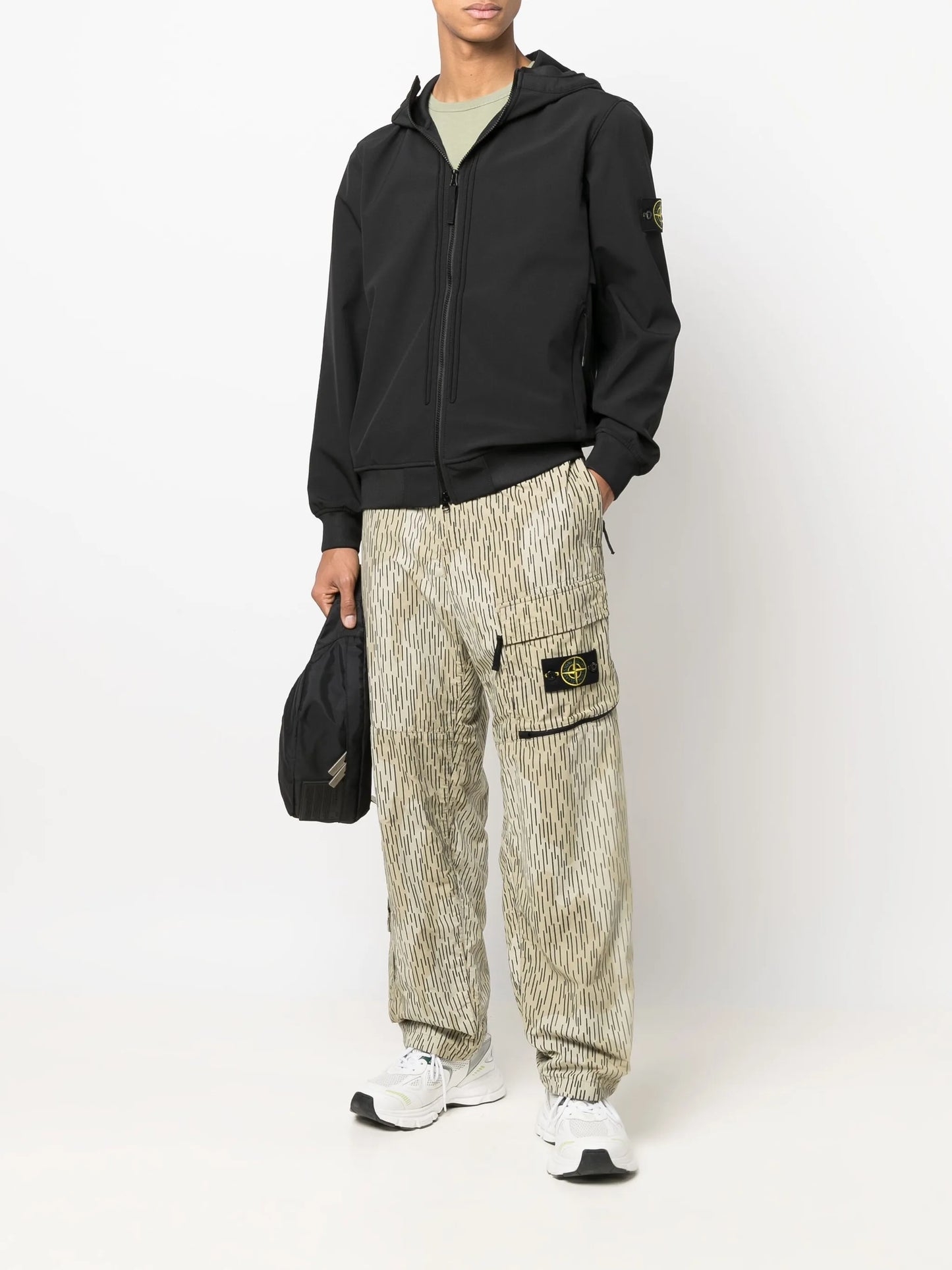 Compass-patch hooded jacket