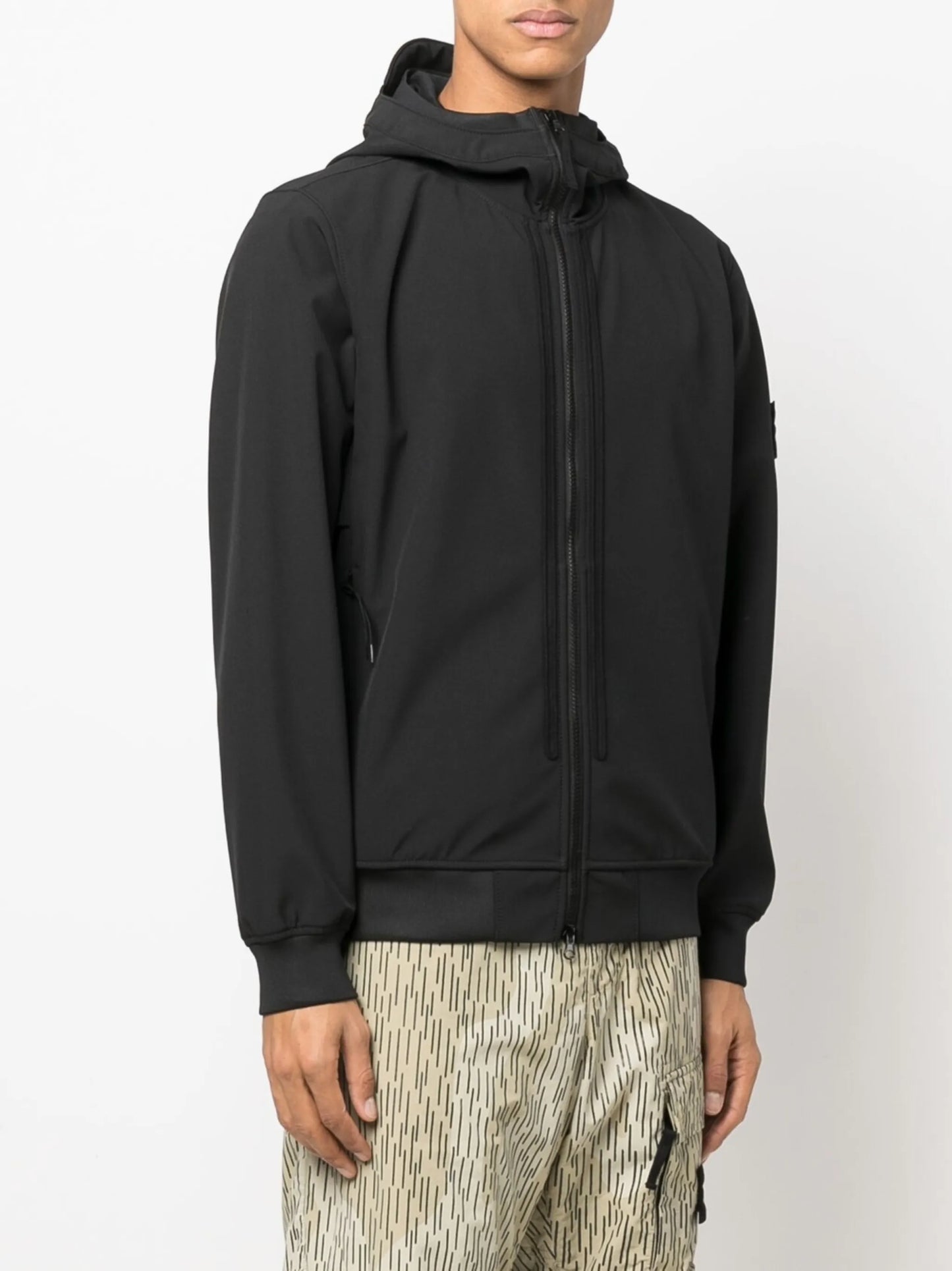 Compass-patch hooded jacket
