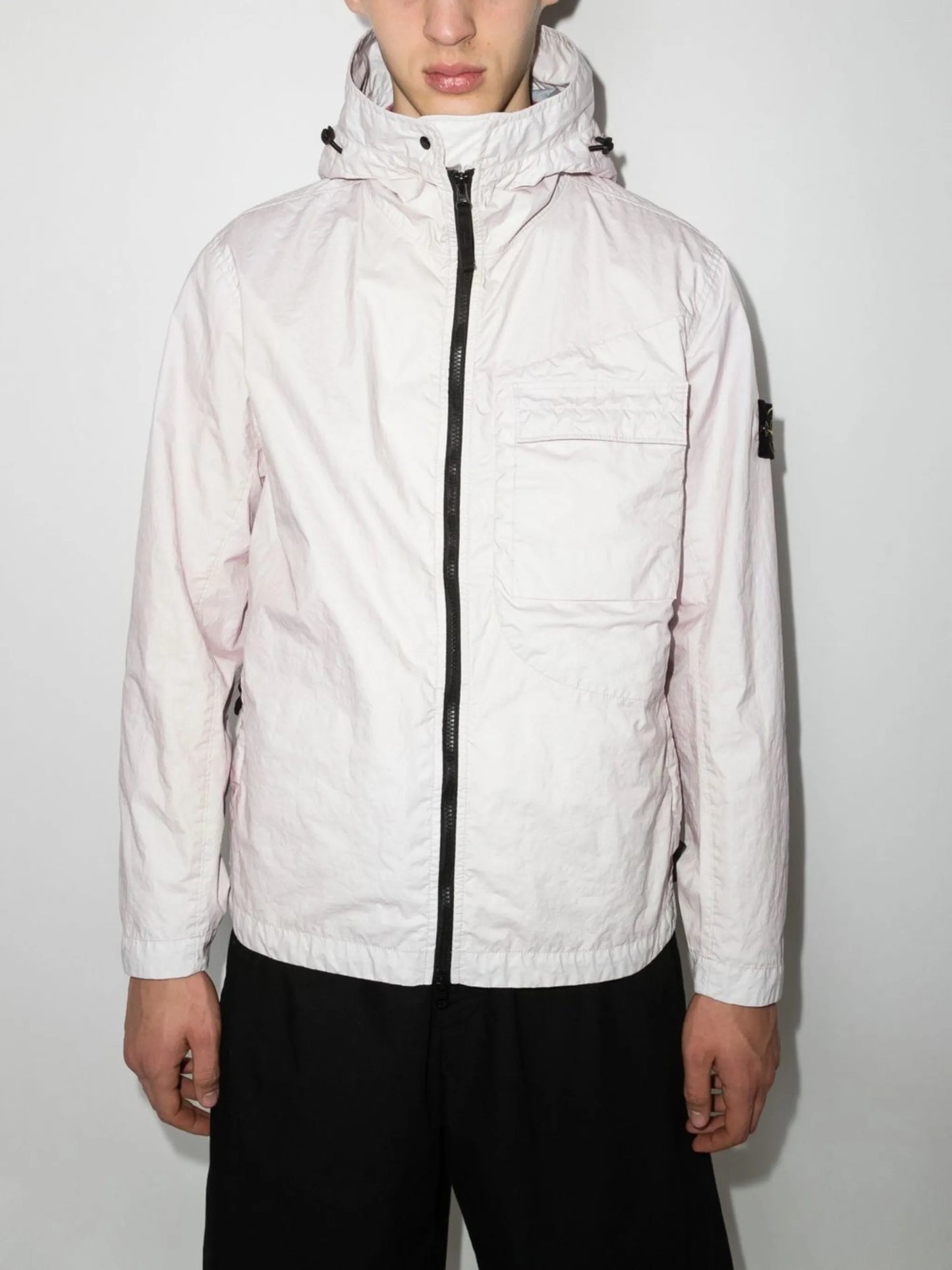 Compass badge hooded windbreaker