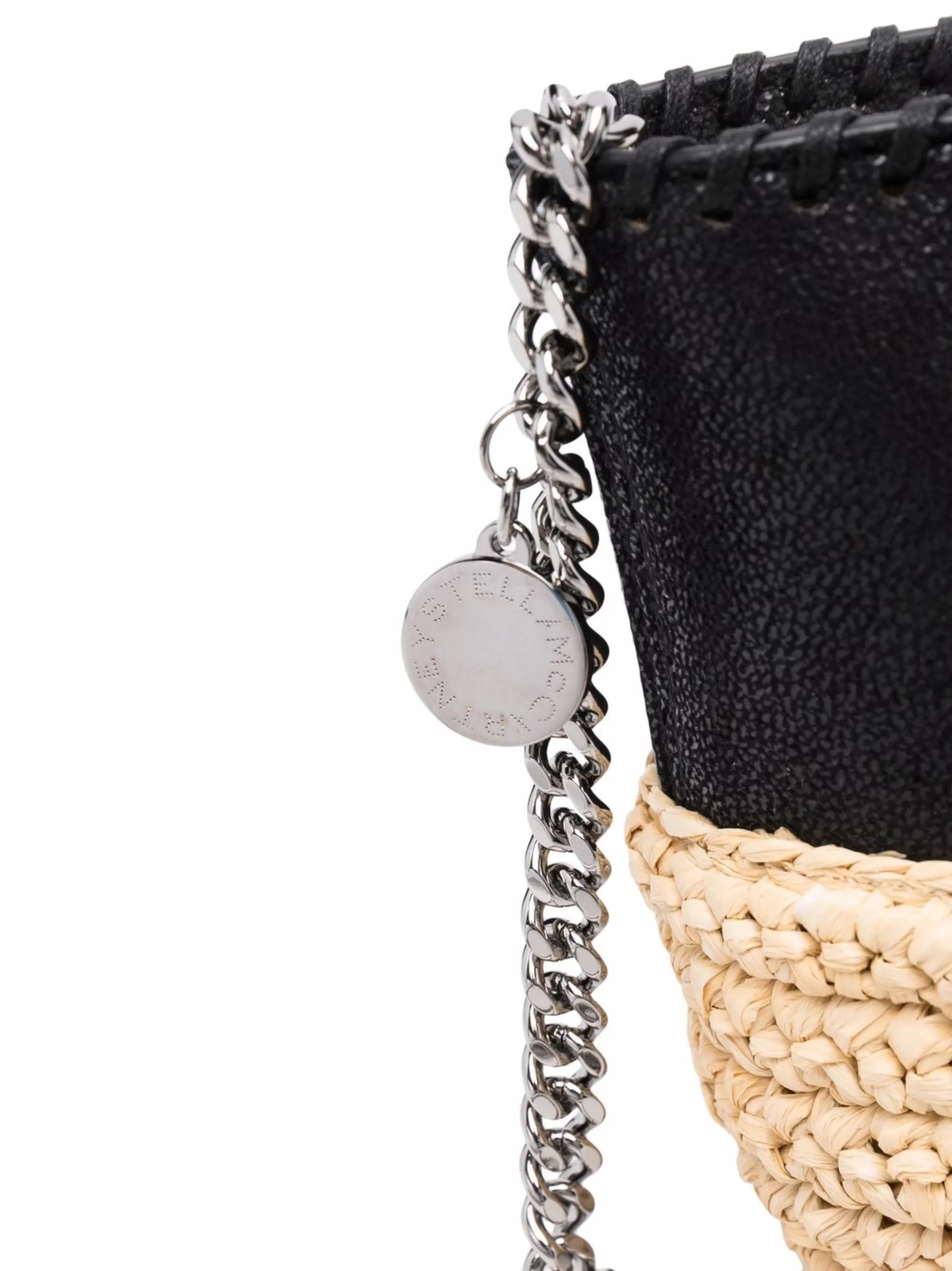 raffia detailing chain-link crossbody bag