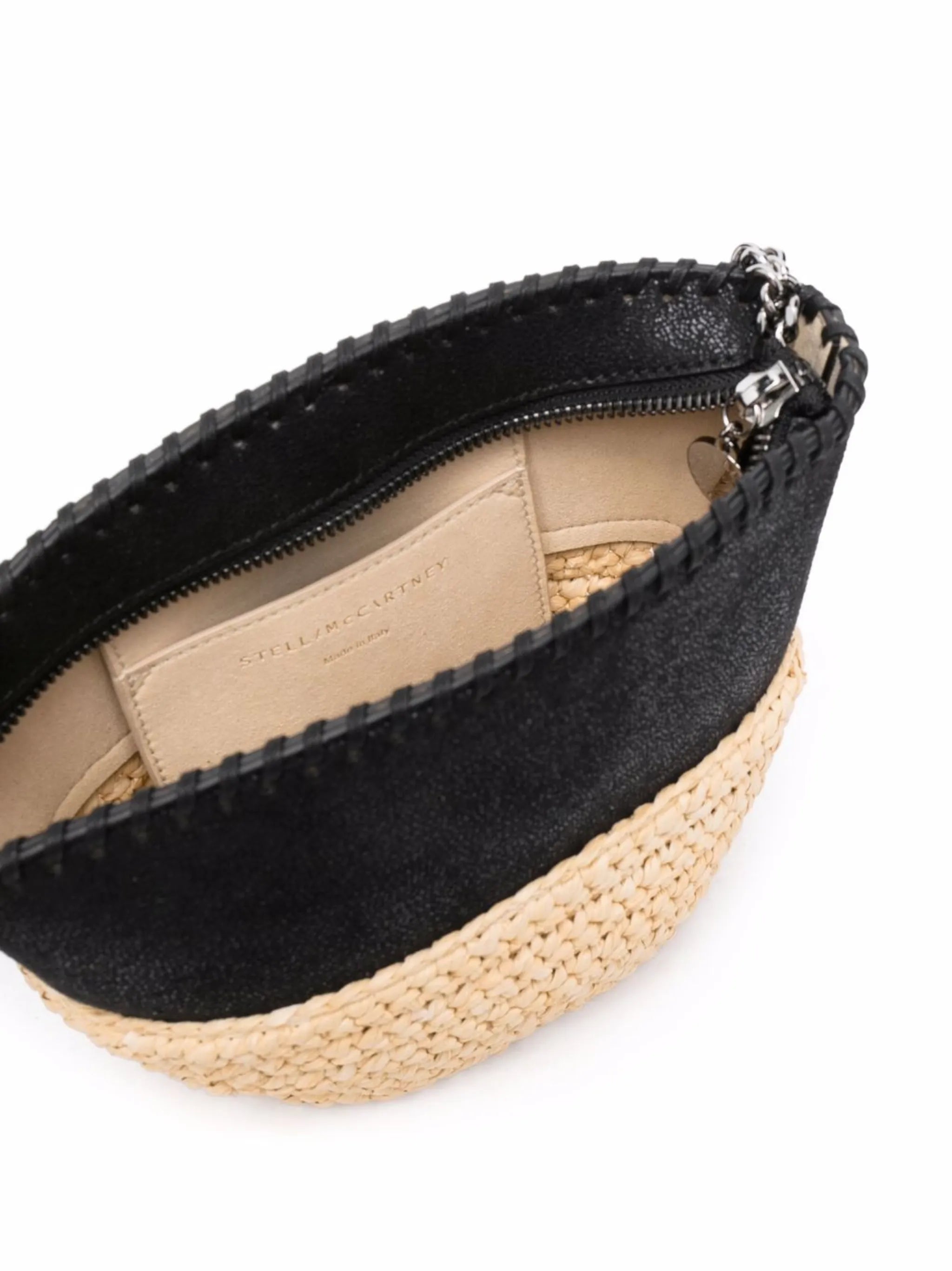 raffia detailing chain-link crossbody bag