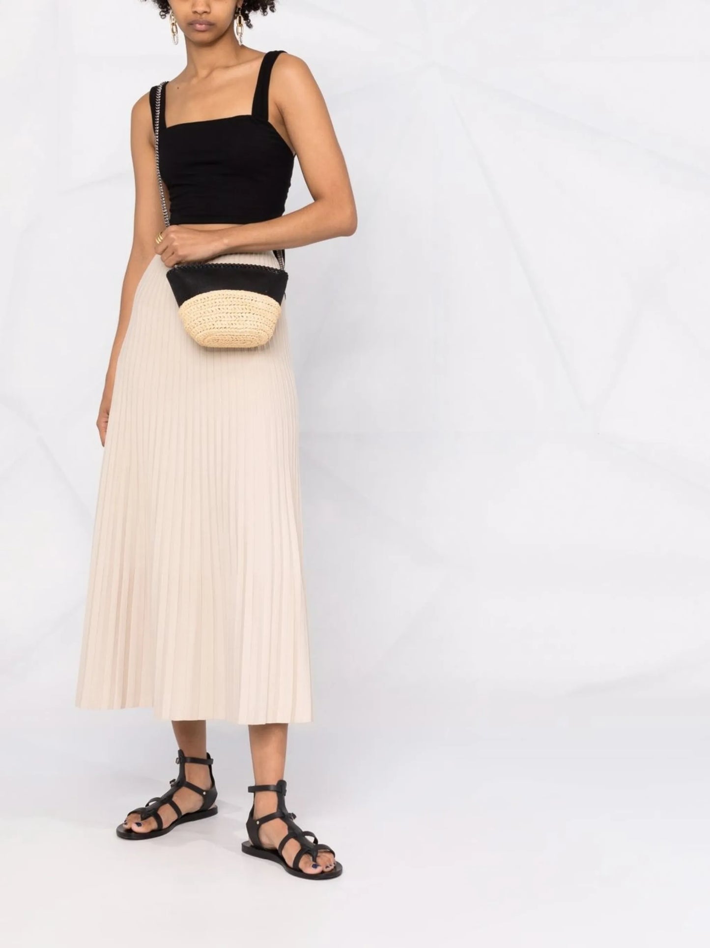 raffia detailing chain-link crossbody bag