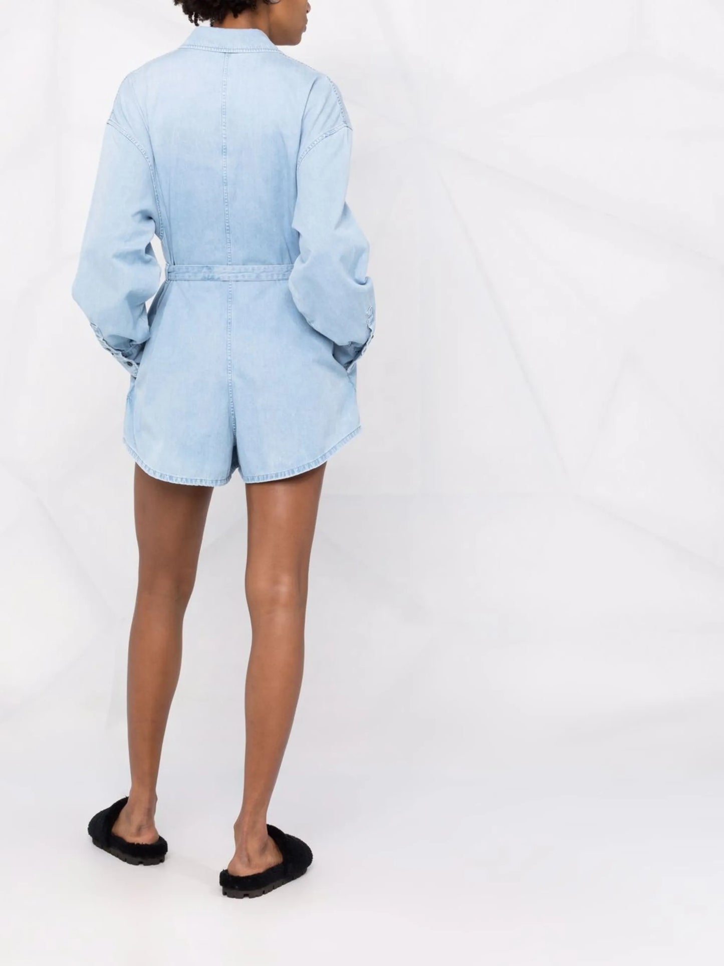 belted denim playsuit