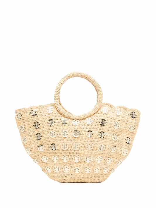 chain-link woven straw bag
