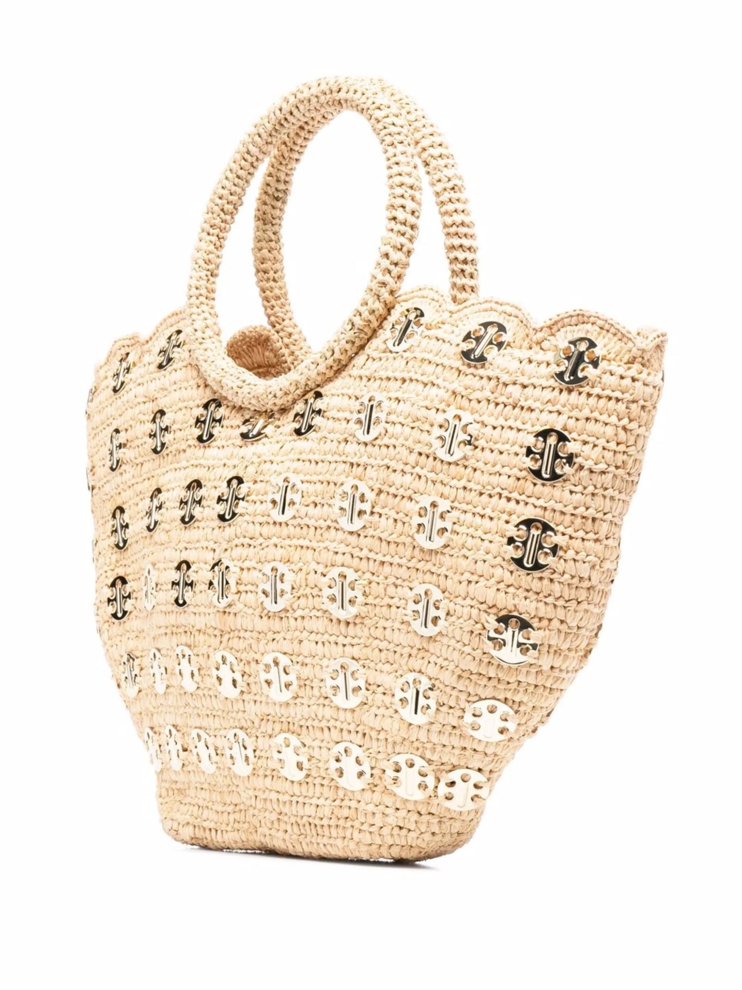 chain-link woven straw bag