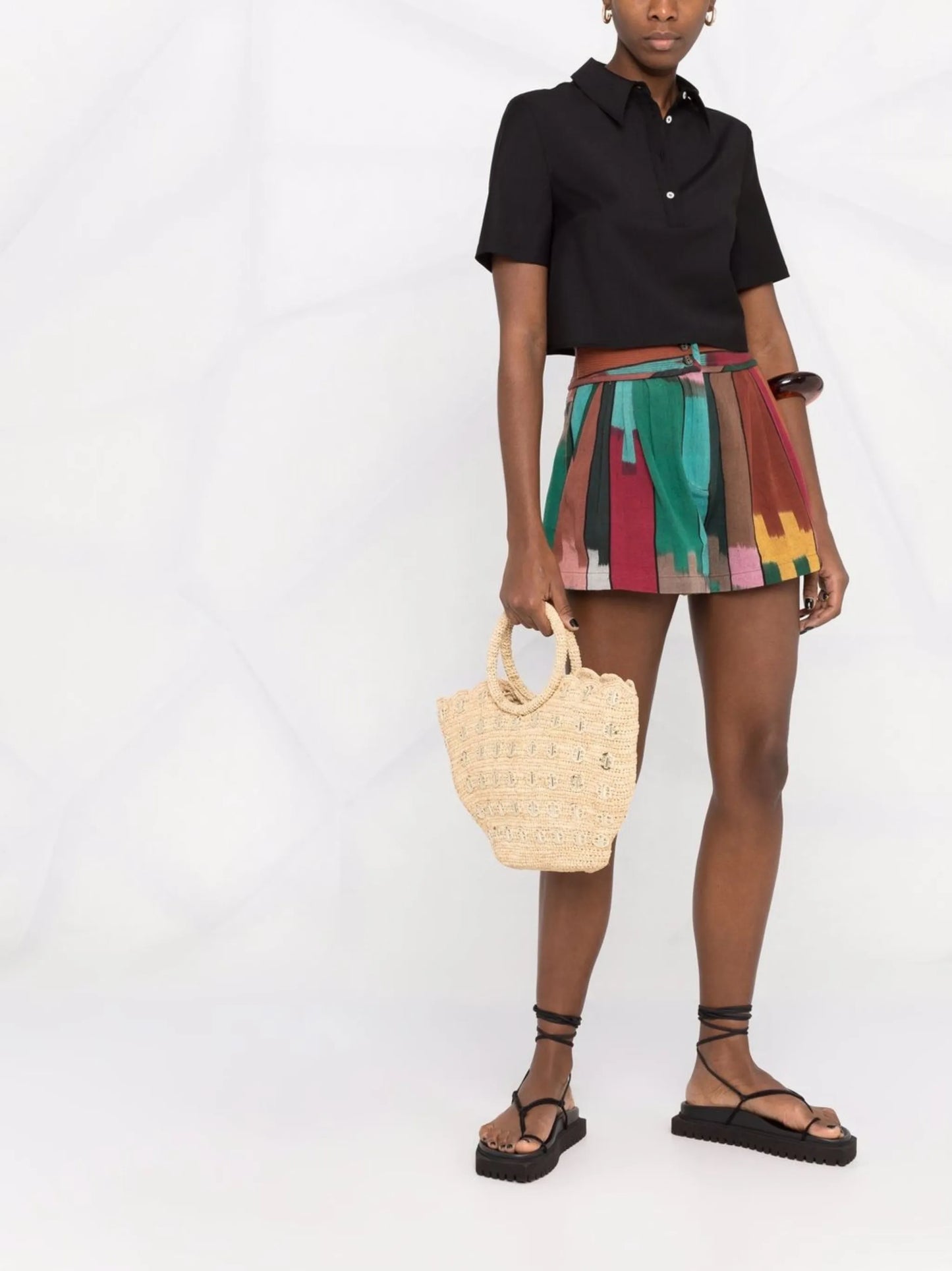 chain-link woven straw bag