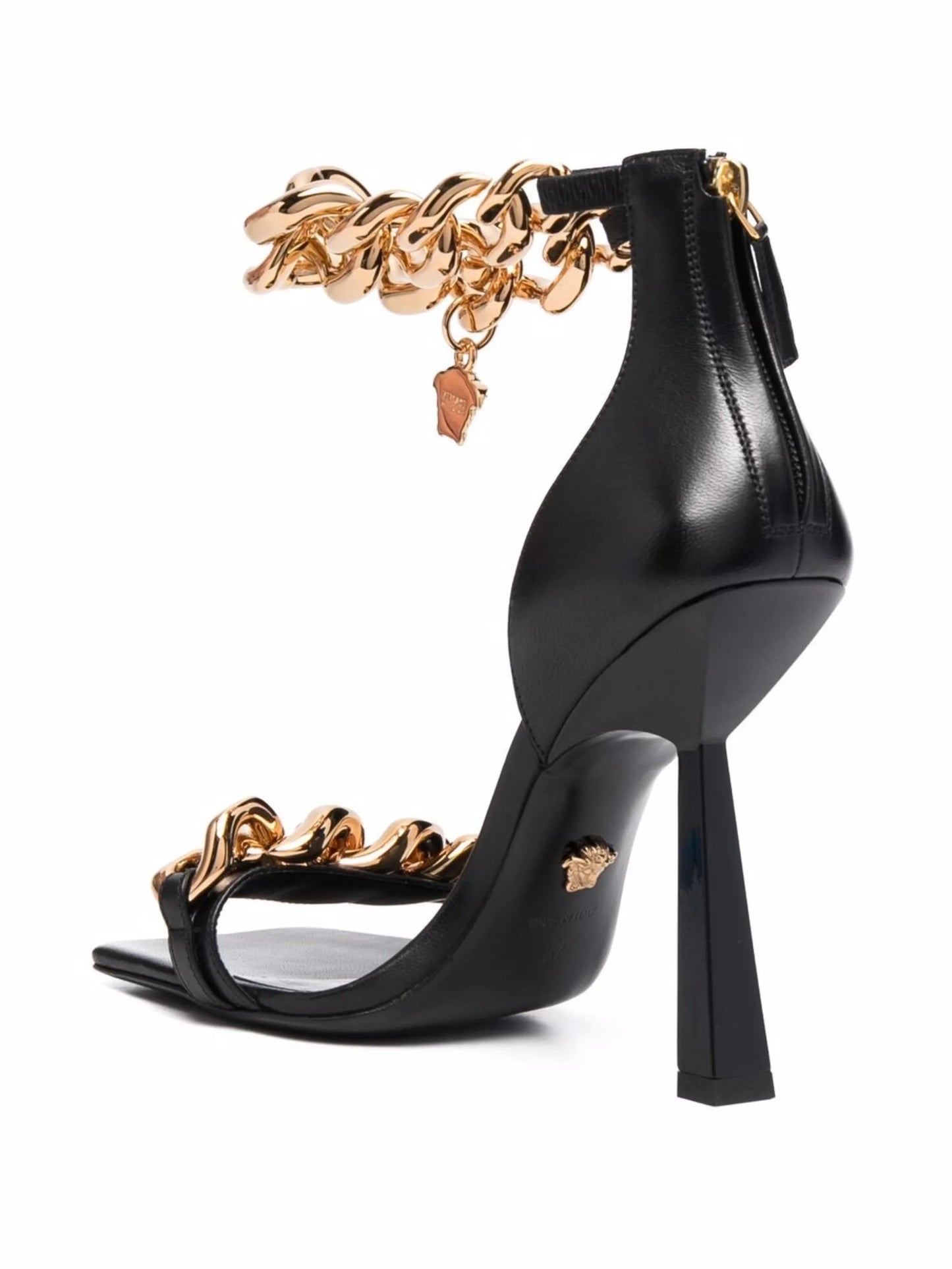 chain-embellished Medusa sandals