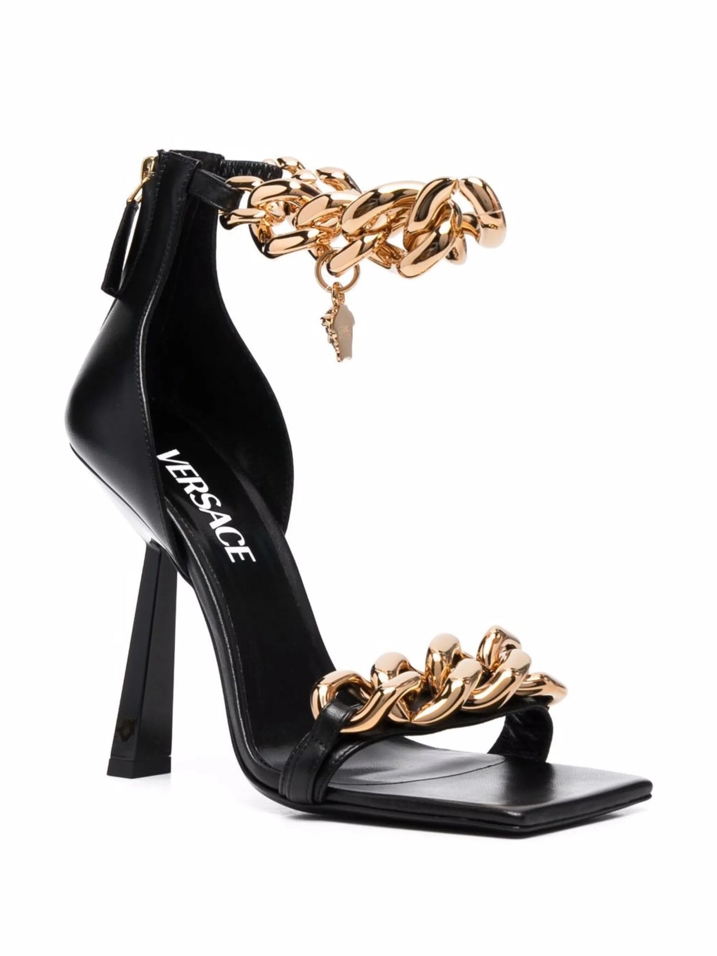 chain-embellished Medusa sandals
