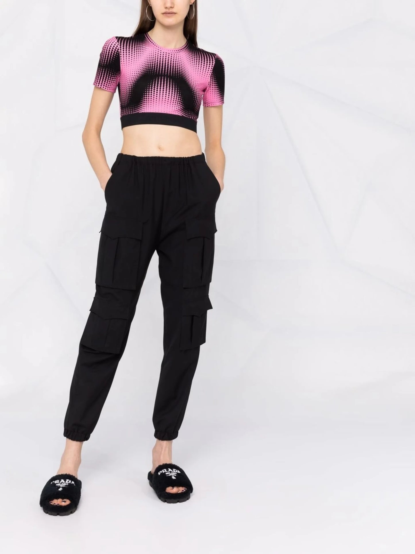 graphic-print cropped fitted T-shirt