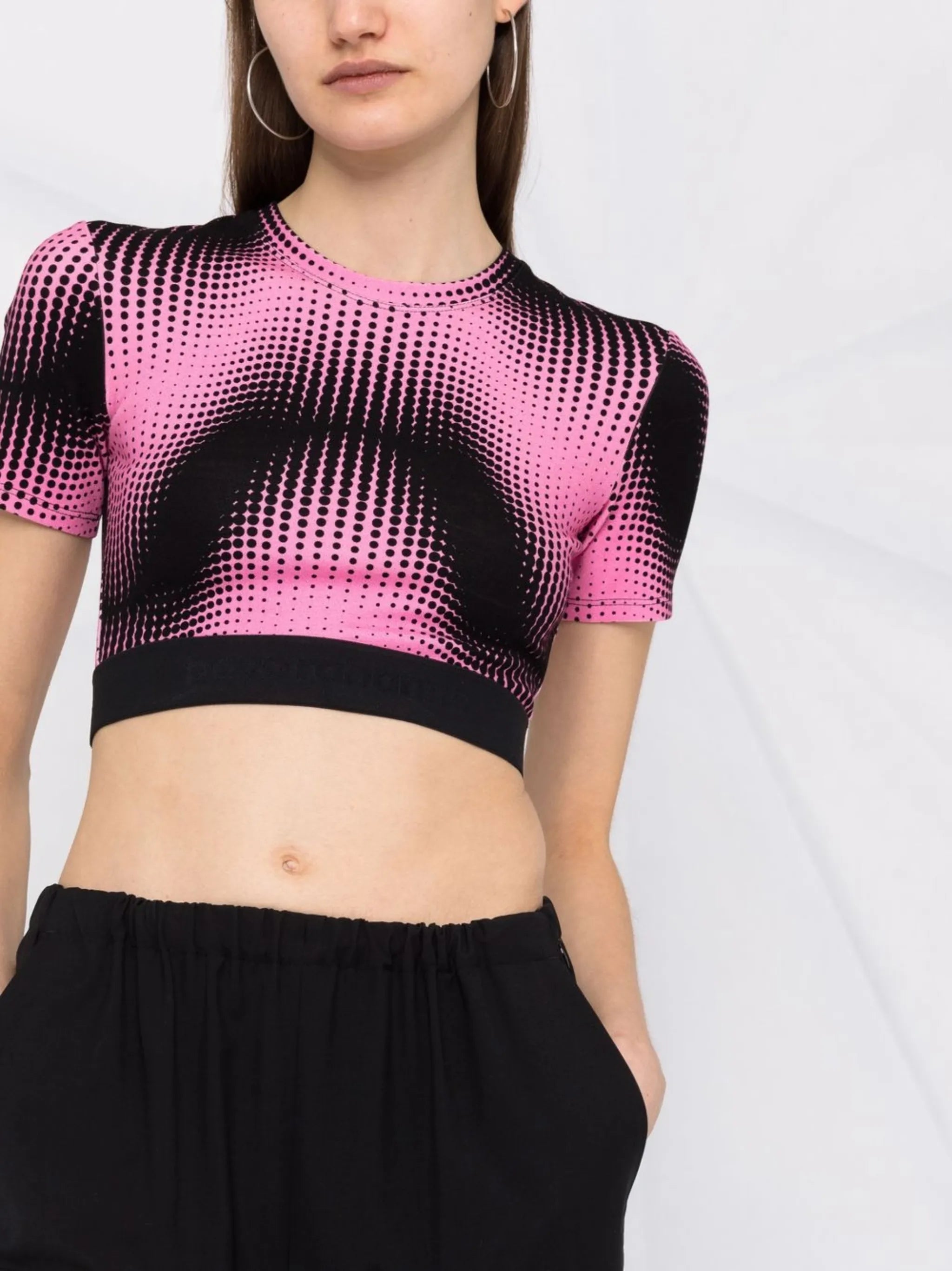 graphic-print cropped fitted T-shirt