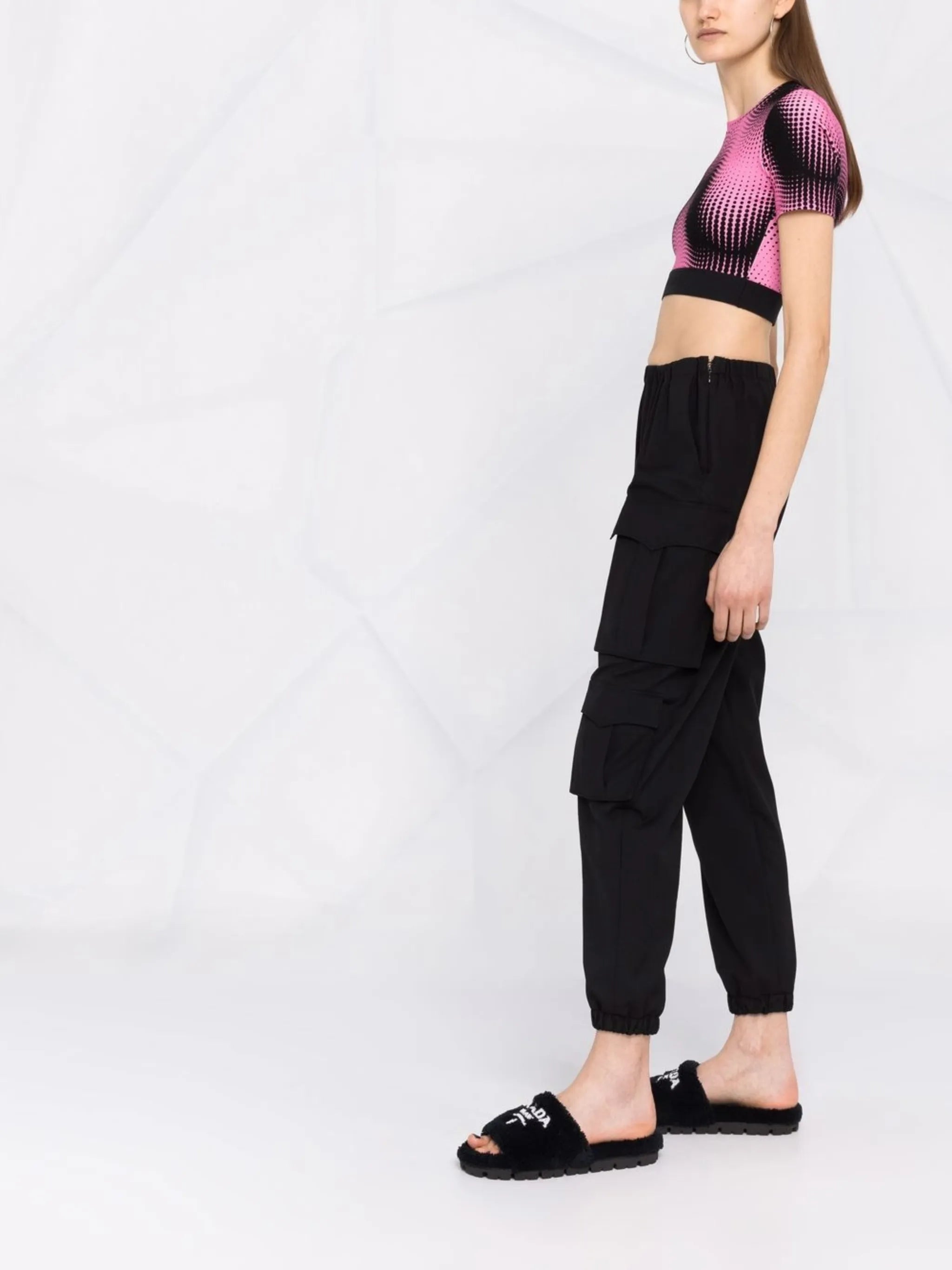 graphic-print cropped fitted T-shirt