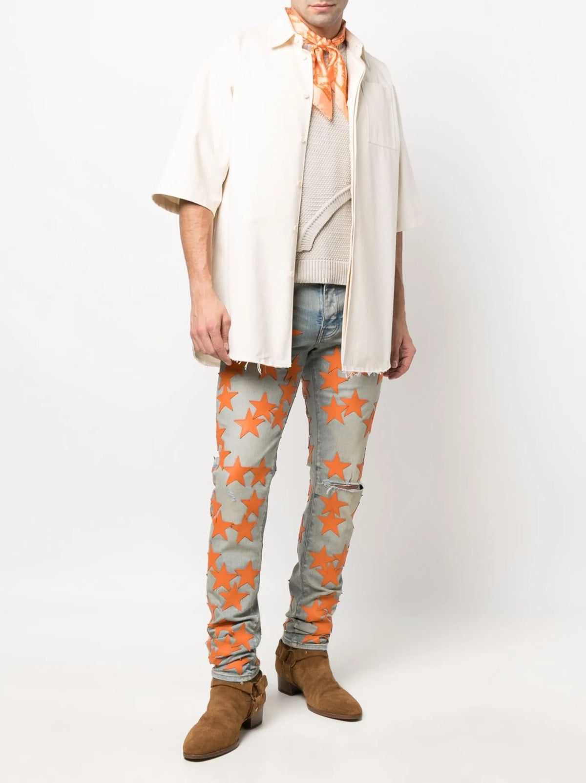 star-patch skinny jeans