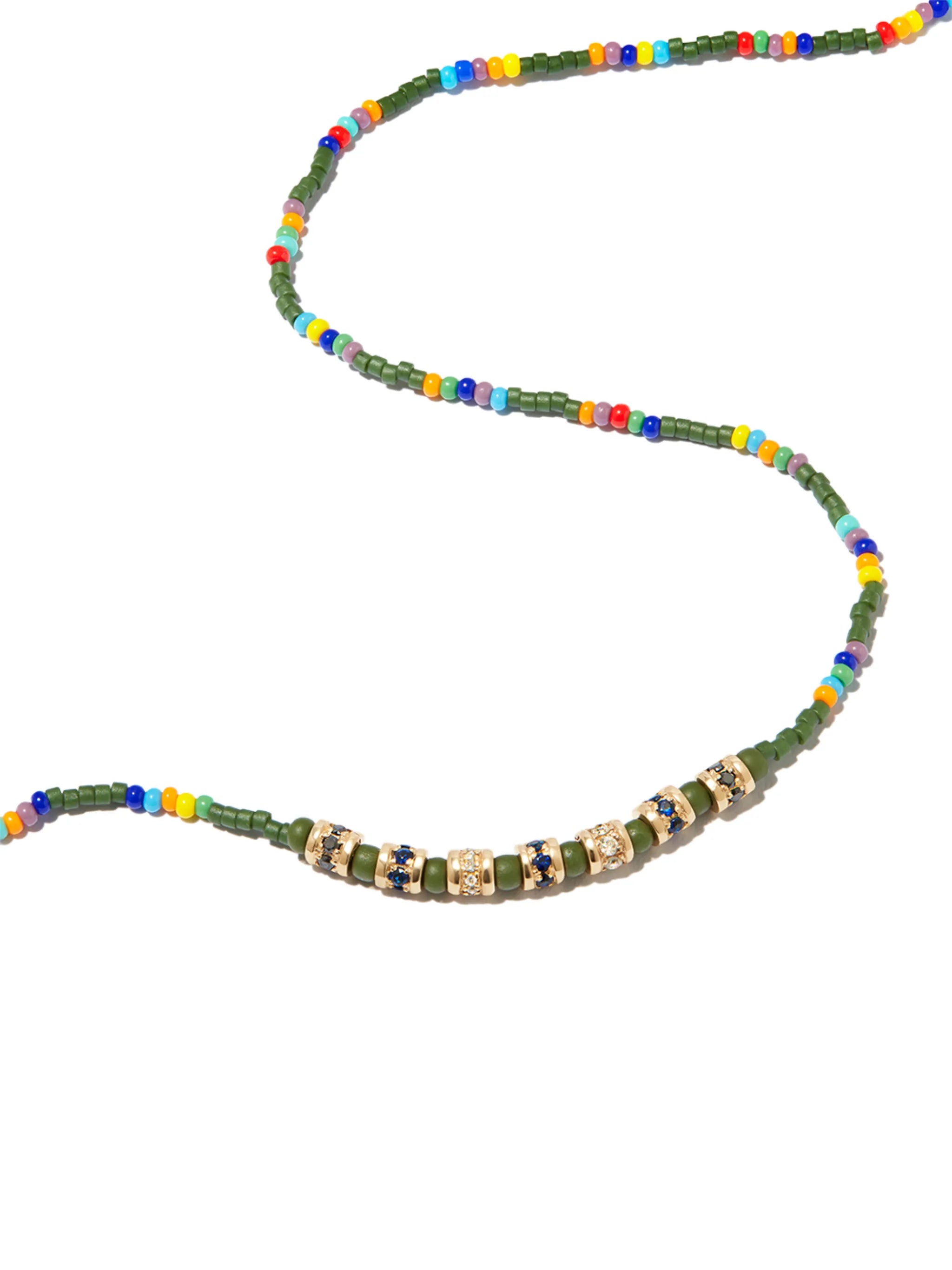 14kt yellow gold diamond beaded necklace