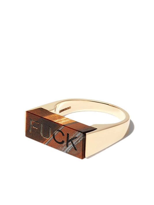 14kt yellow gold tiger eye ring