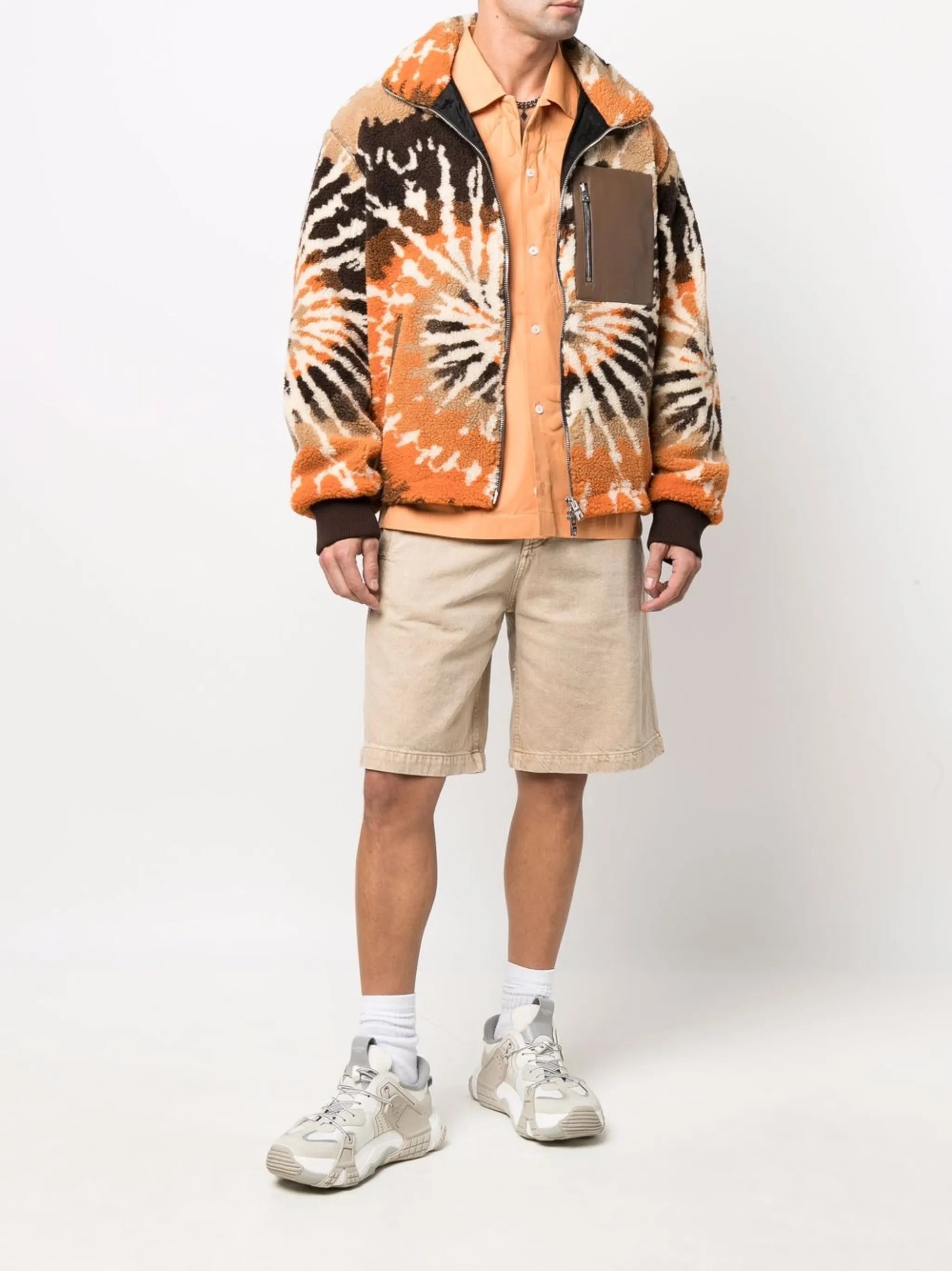 tie-dye pattern fleece jacket