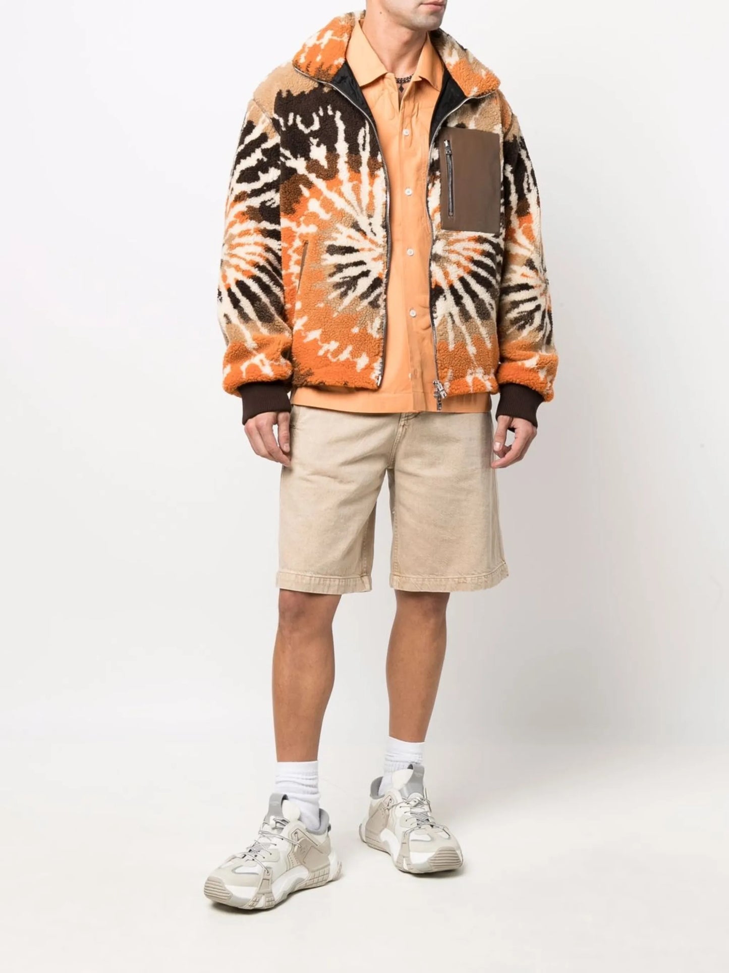 tie-dye pattern fleece jacket