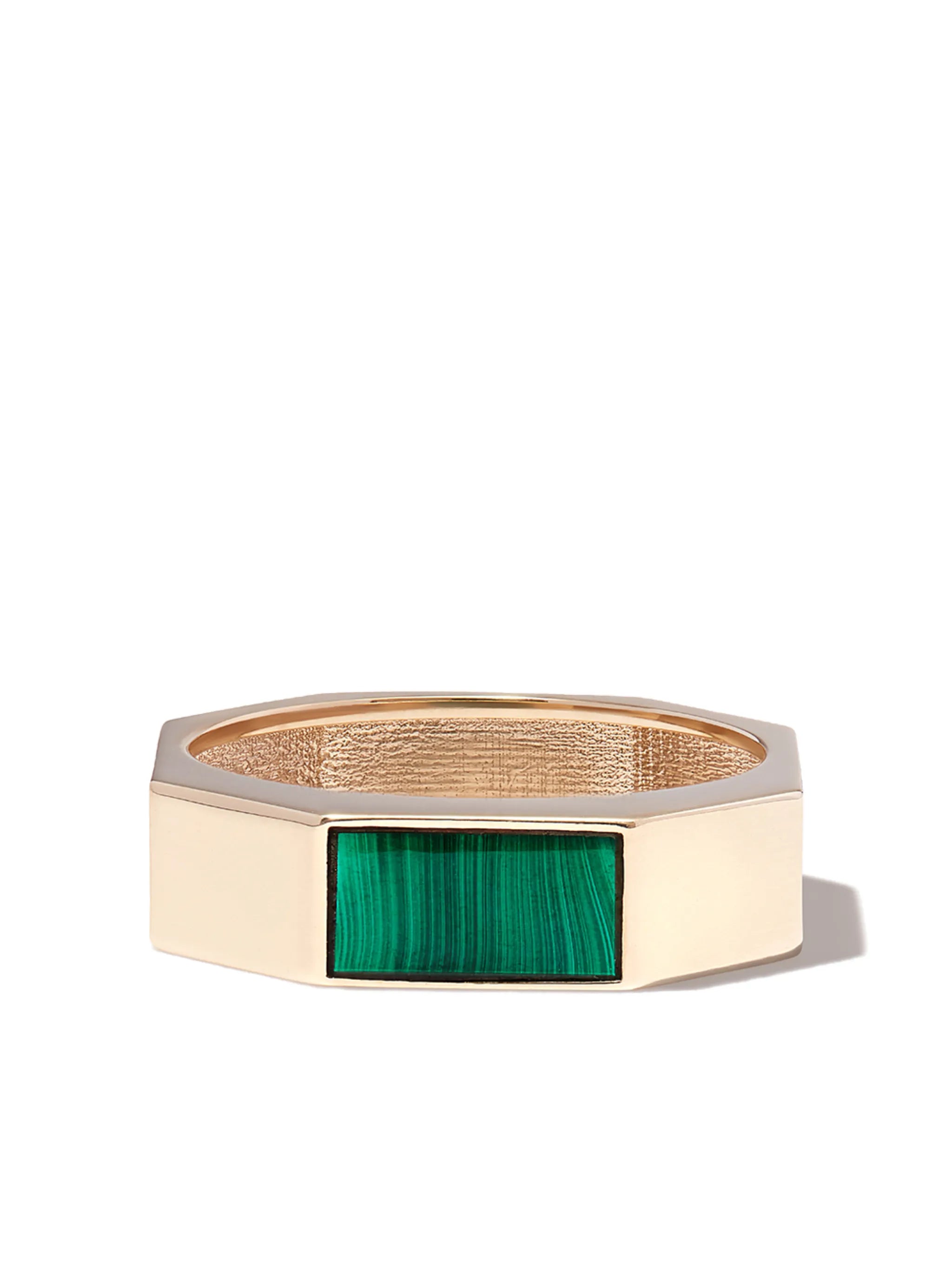 14kt yellow gold malachite ring