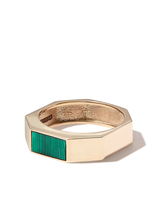 14kt yellow gold malachite ring