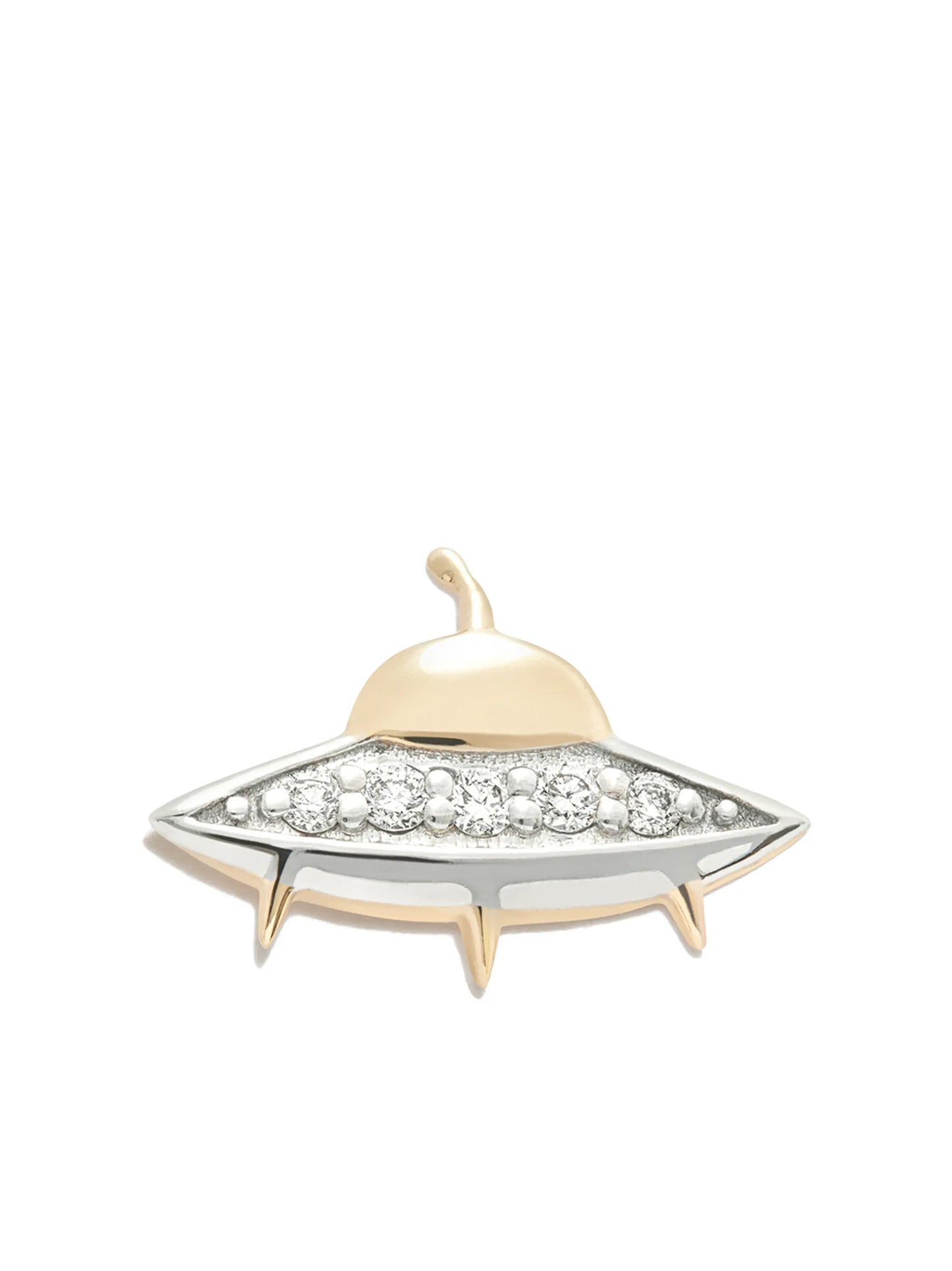 14kt yellow gold Flying Saucer diamond stud earring