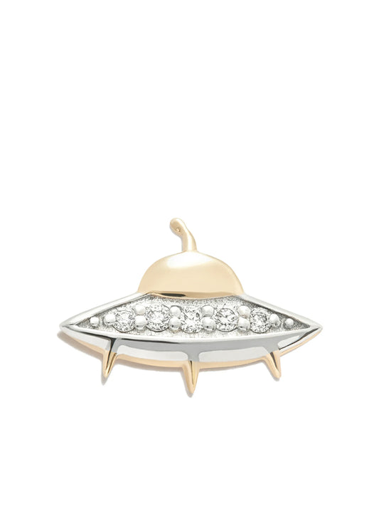 14kt yellow gold Flying Saucer diamond stud earring
