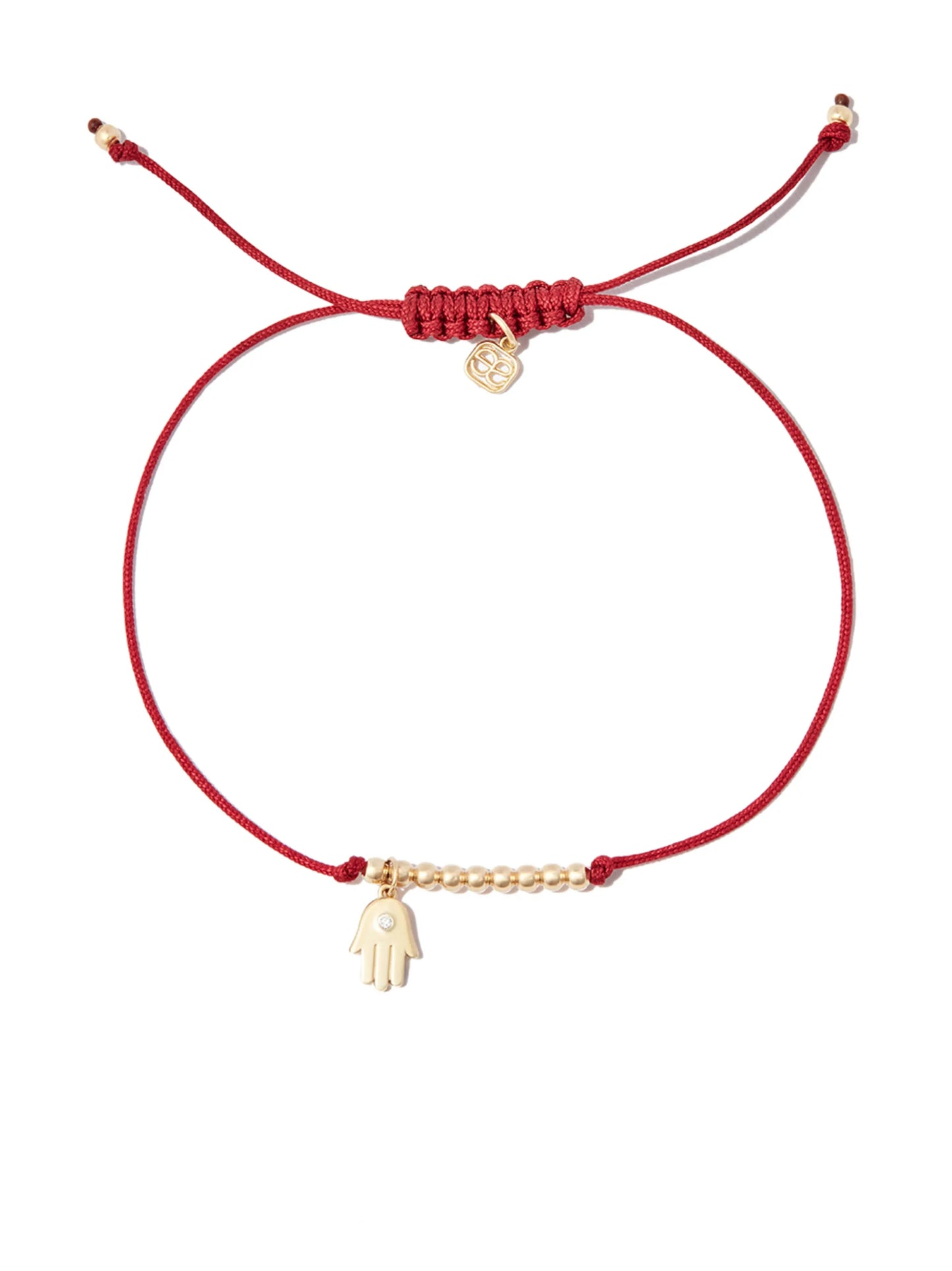 14kt yellow gold Hamsa Hand diamond cord bracelet