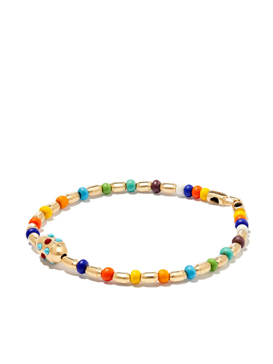14kt yellow gold Rainbow cabochon beaded bracelet