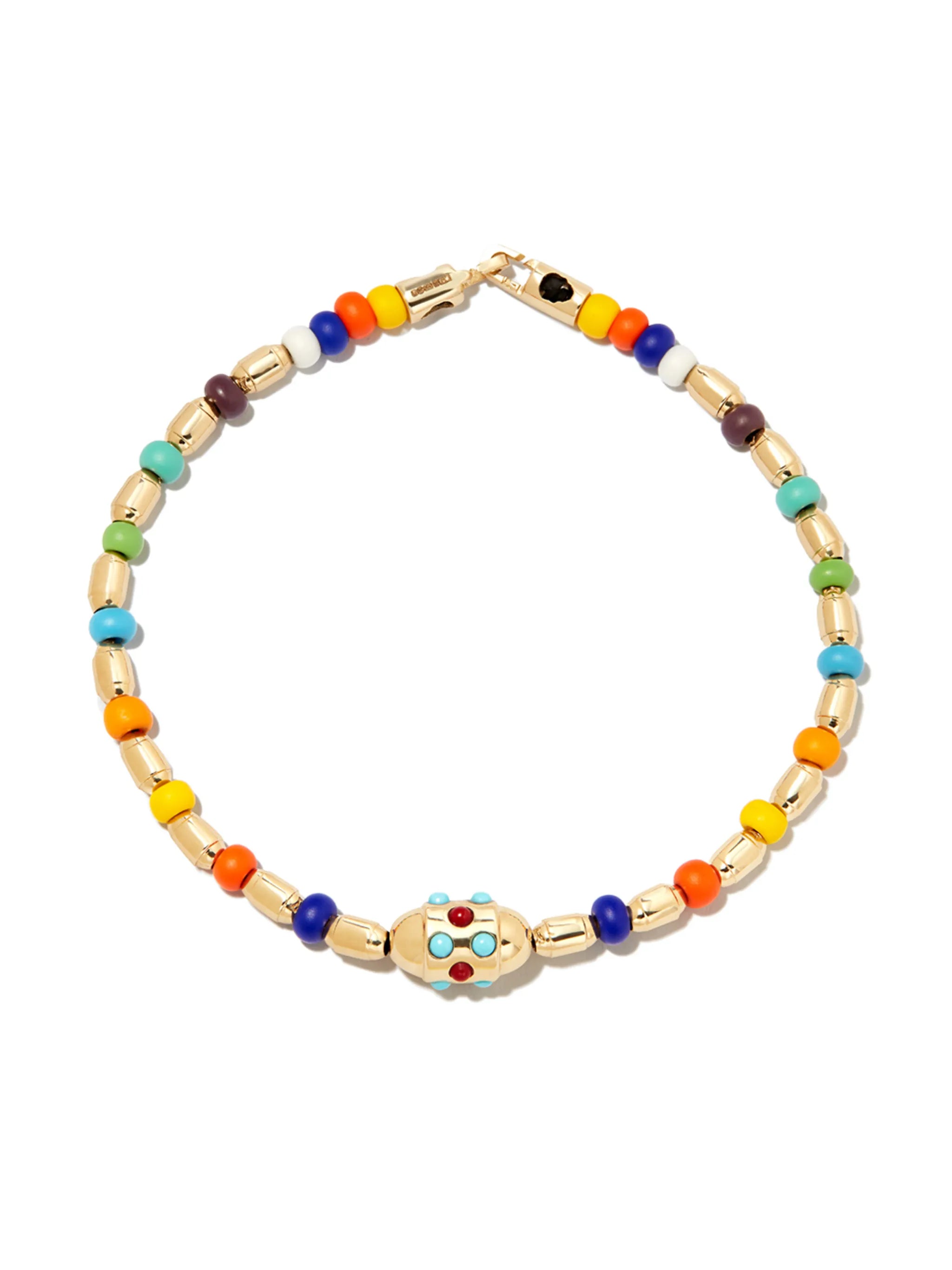 14kt yellow gold Rainbow cabochon beaded bracelet