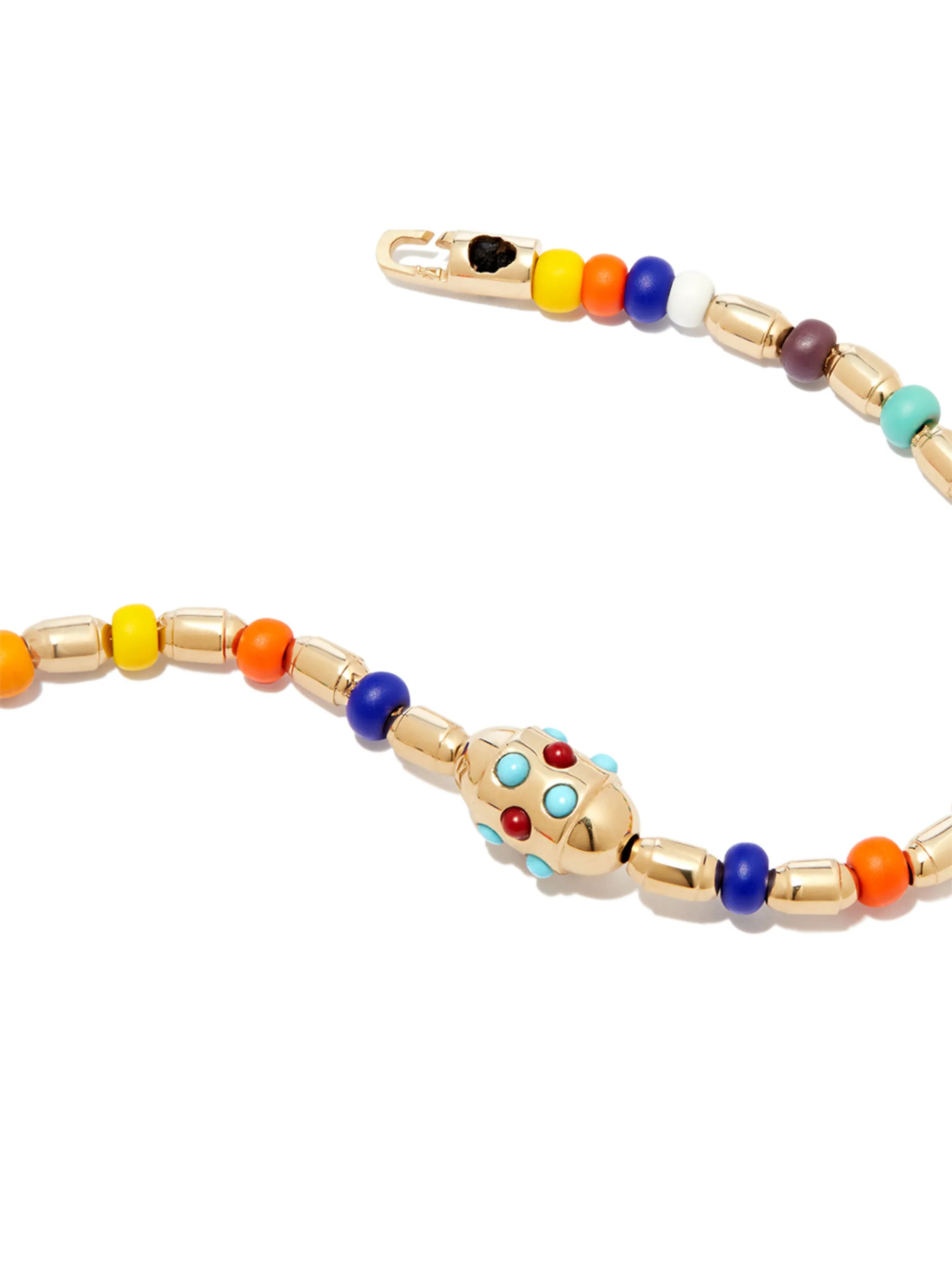 14kt yellow gold Rainbow cabochon beaded bracelet
