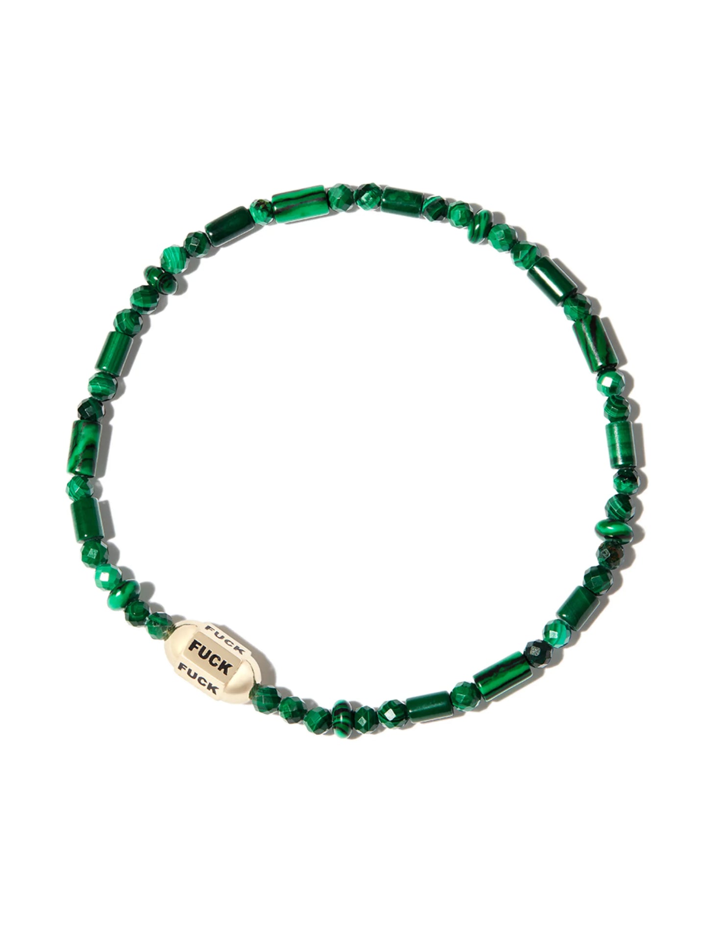 14kt yellow gold Bolt Bead malachite bracelet