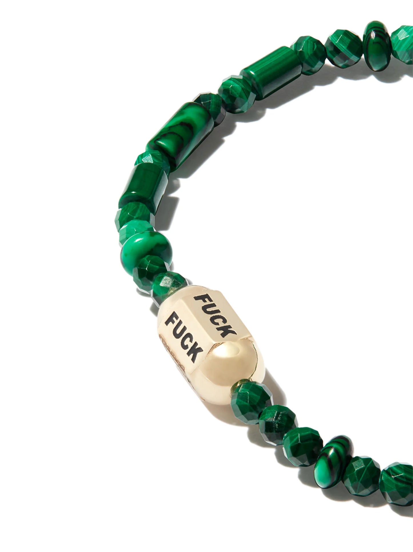 14kt yellow gold Bolt Bead malachite bracelet