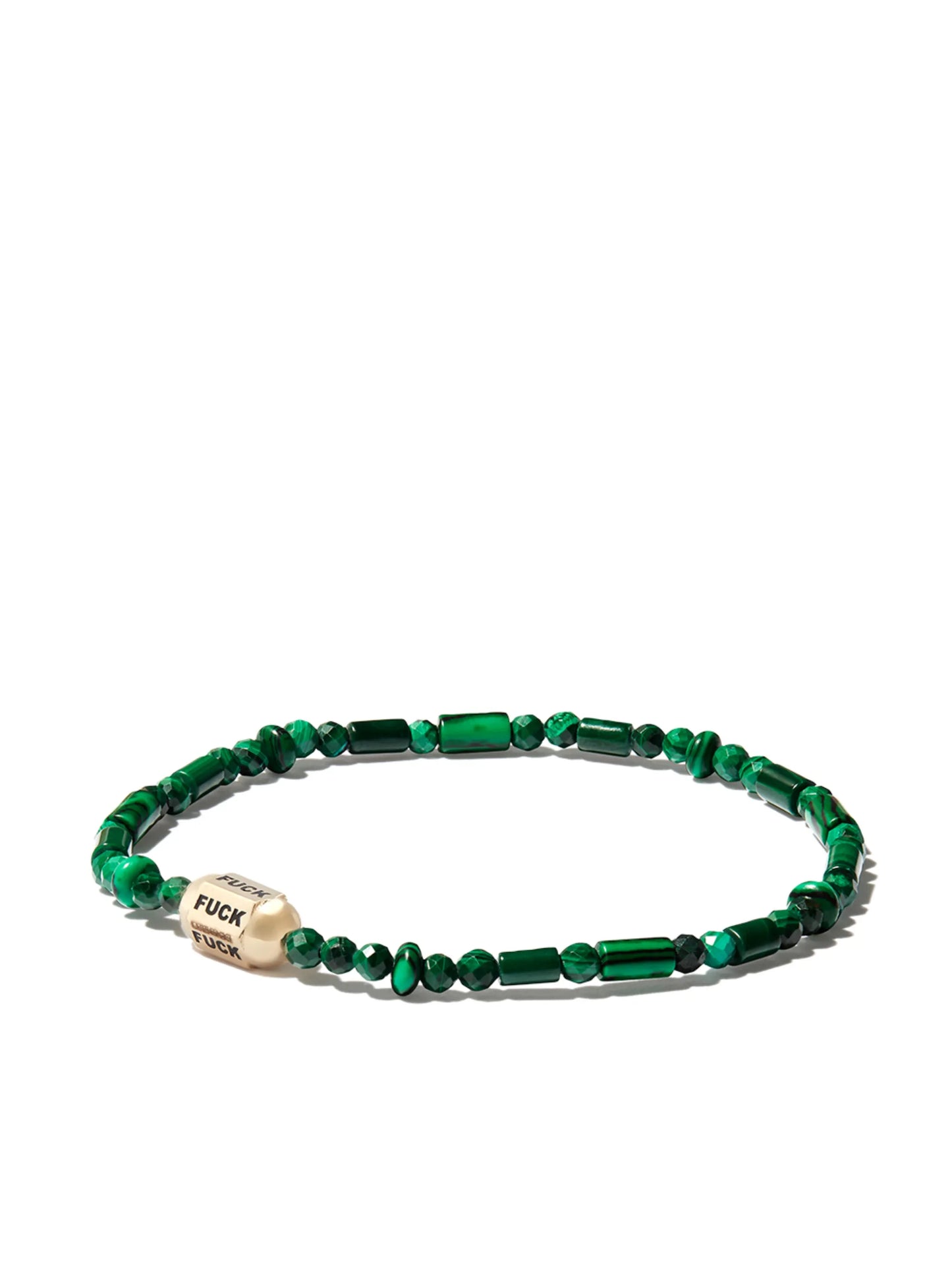 14kt yellow gold Bolt Bead malachite bracelet