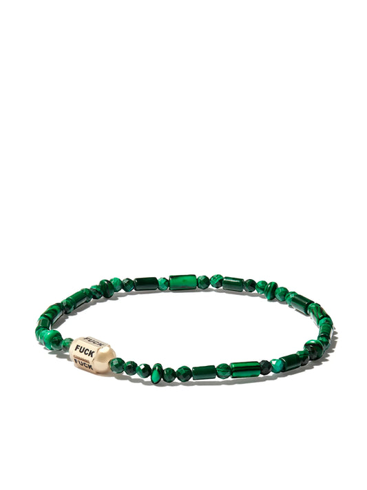 14kt yellow gold Bolt Bead malachite bracelet