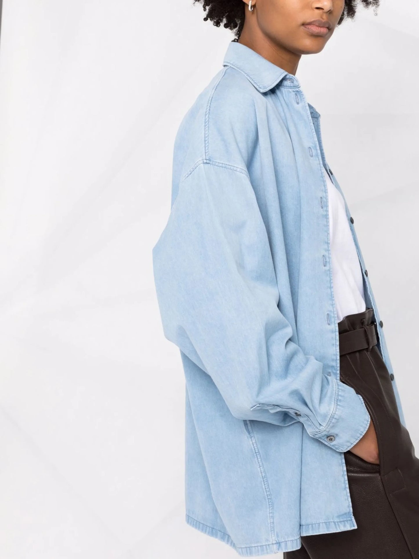 triangle logo oversized denim shirt
