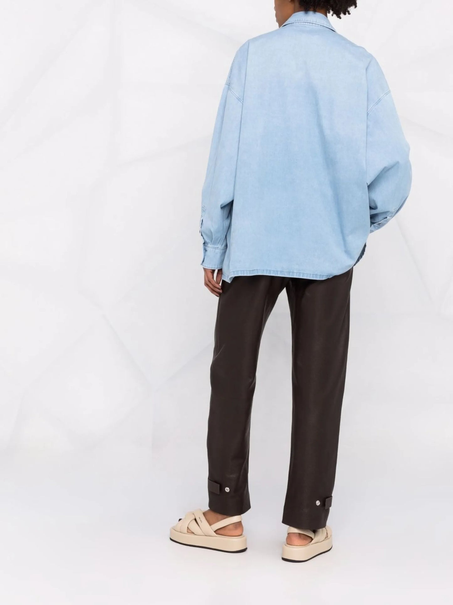 triangle logo oversized denim shirt