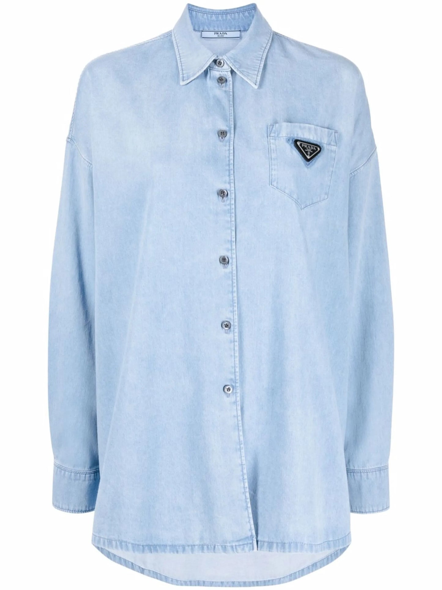triangle logo oversized denim shirt
