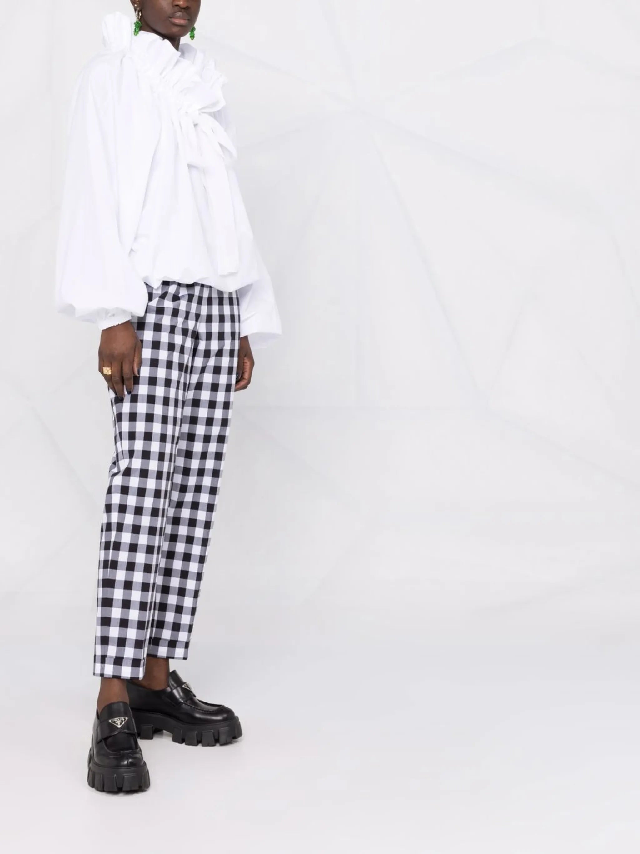 puff-sleeve poplin blouse