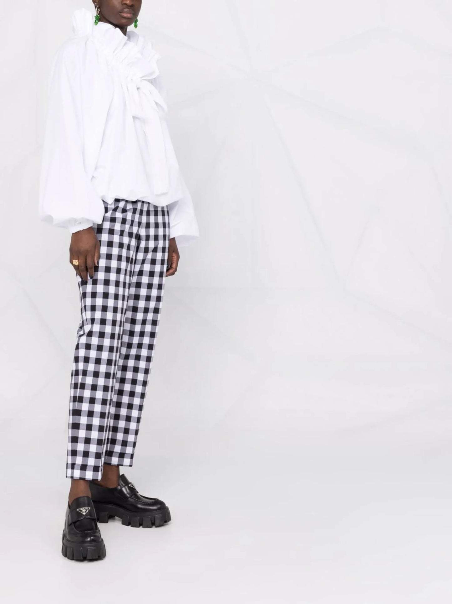 puff-sleeve poplin blouse