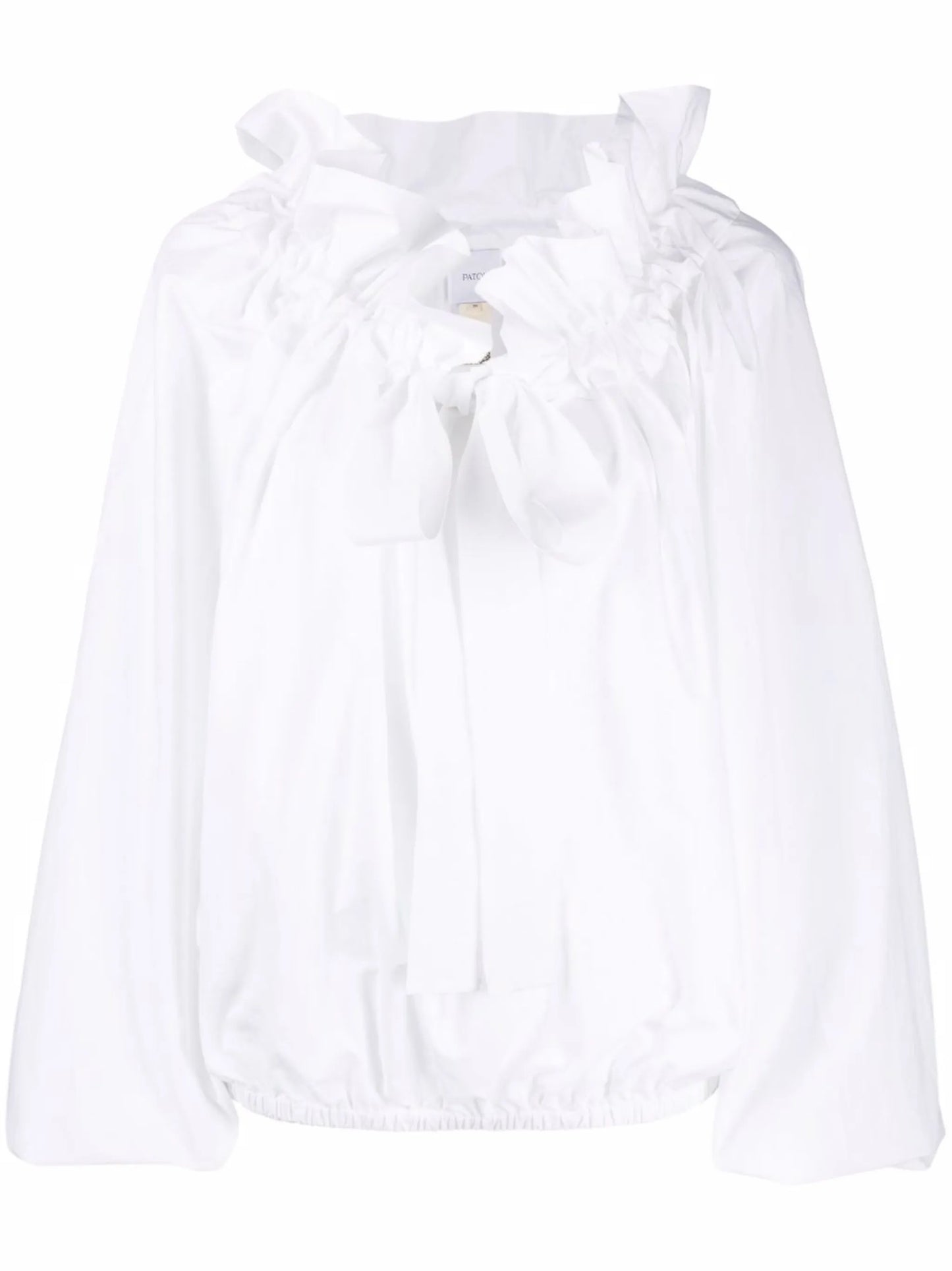 puff-sleeve poplin blouse