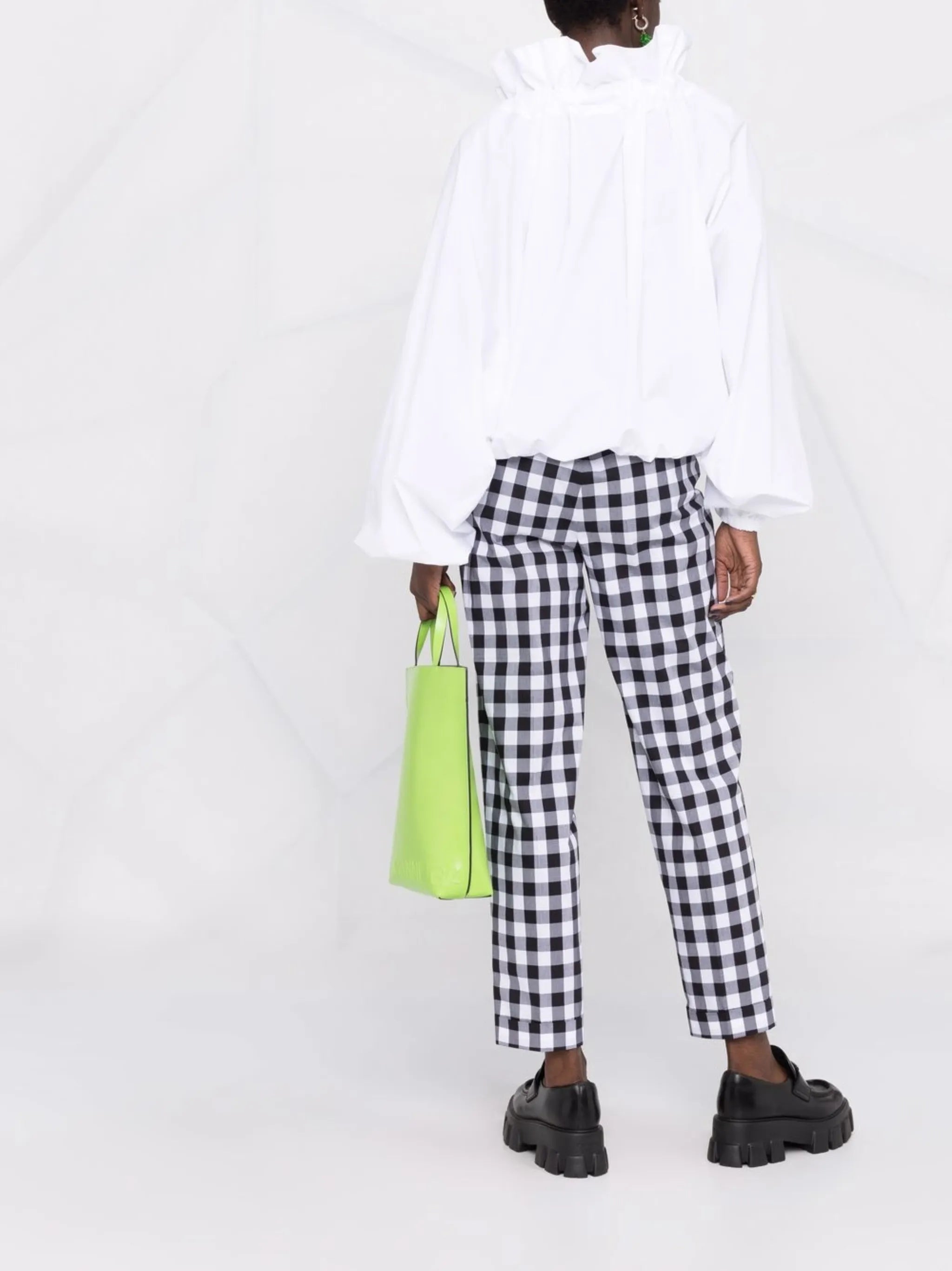 puff-sleeve poplin blouse
