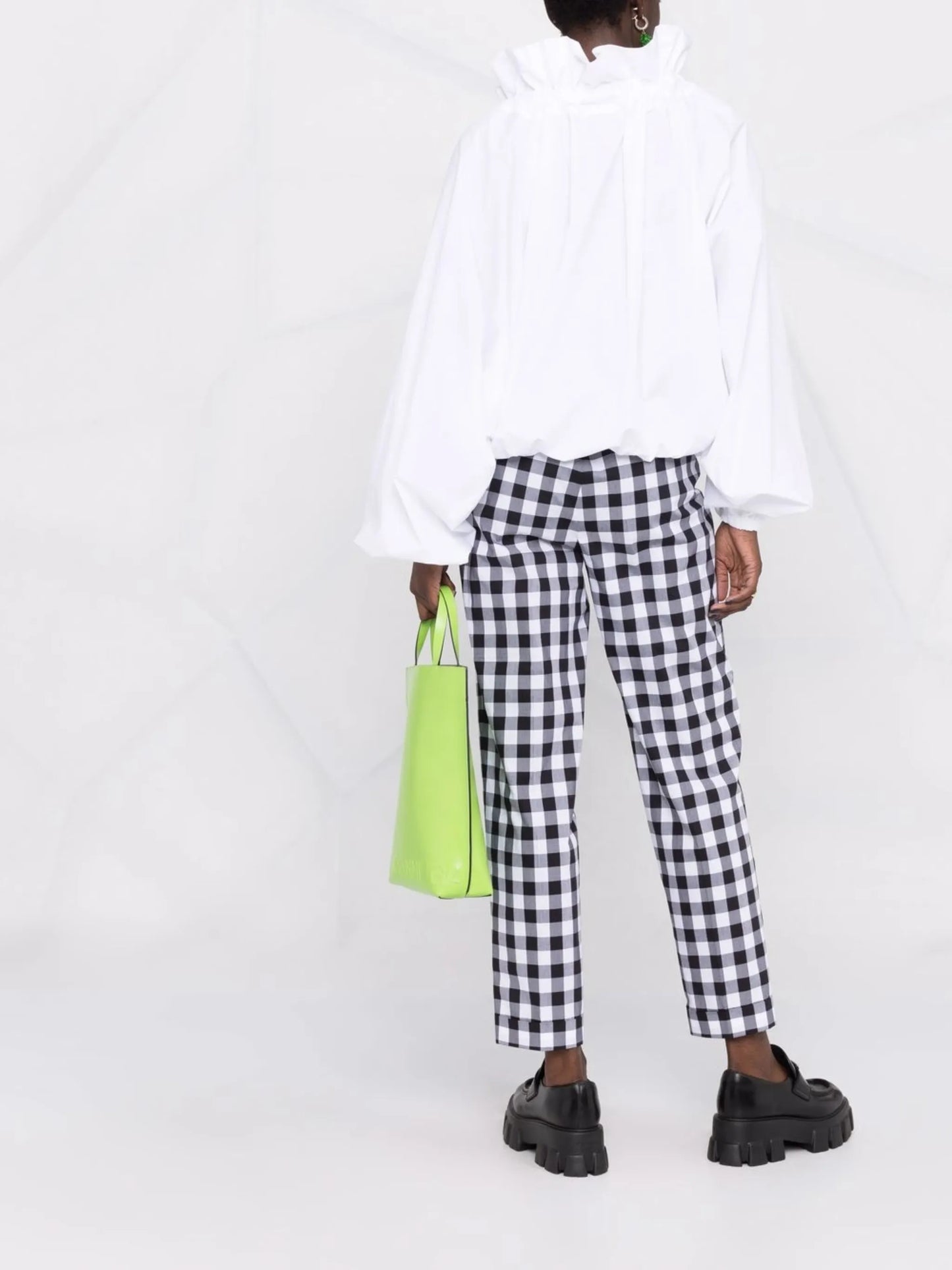 puff-sleeve poplin blouse