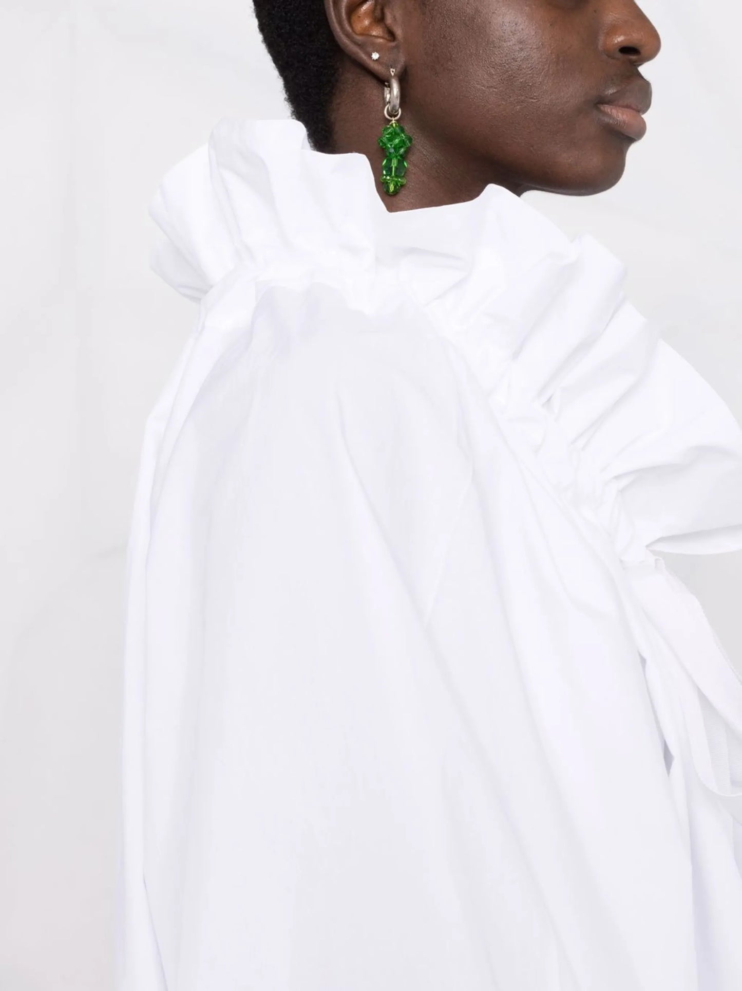 puff-sleeve poplin blouse